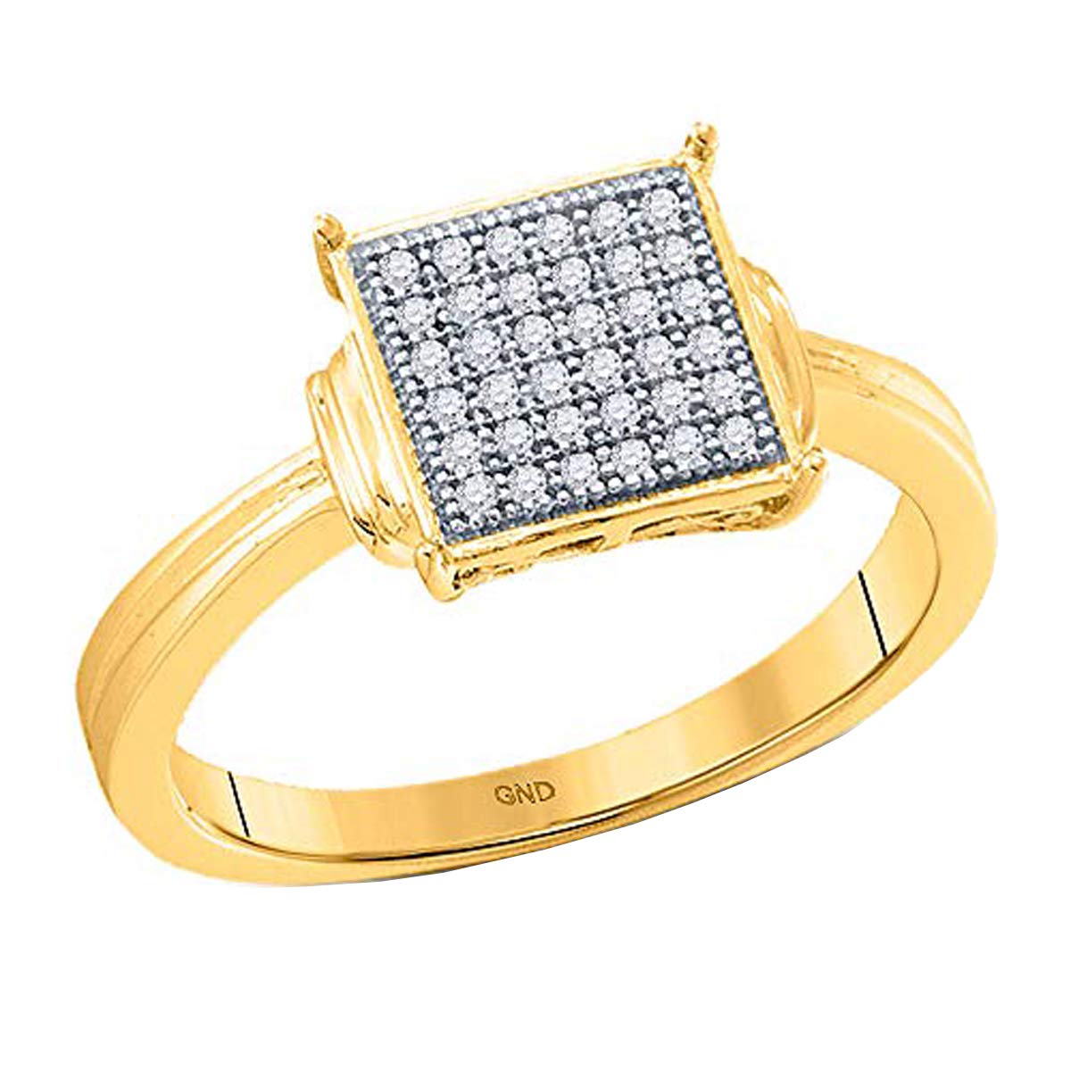 10K Yellow Gold Round Diamond Cluster Ring for Women - 1/10 CTW Dazzlingrock Collection | Elegant Square Design for Engagement, Anniversary & Special Occasions