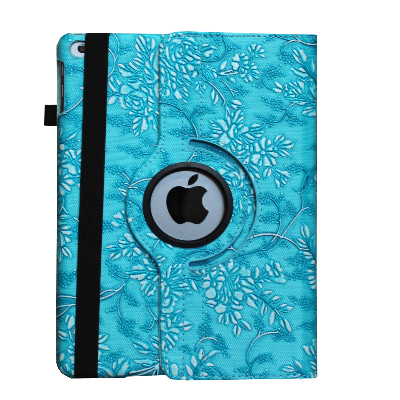 Premium Magnetic Smart Case for iPad Air 1st & 2nd Gen (9.7 inch) - Auto Wake/Sleep Cover with Rotating Stand & Apple Pencil Holder - Compatible with iPad Air 1/2 Models A1474 A1475 A1476 A1566 A1567 (Floral Embossed Design) - Perfect for Work, Study & Travel Protection