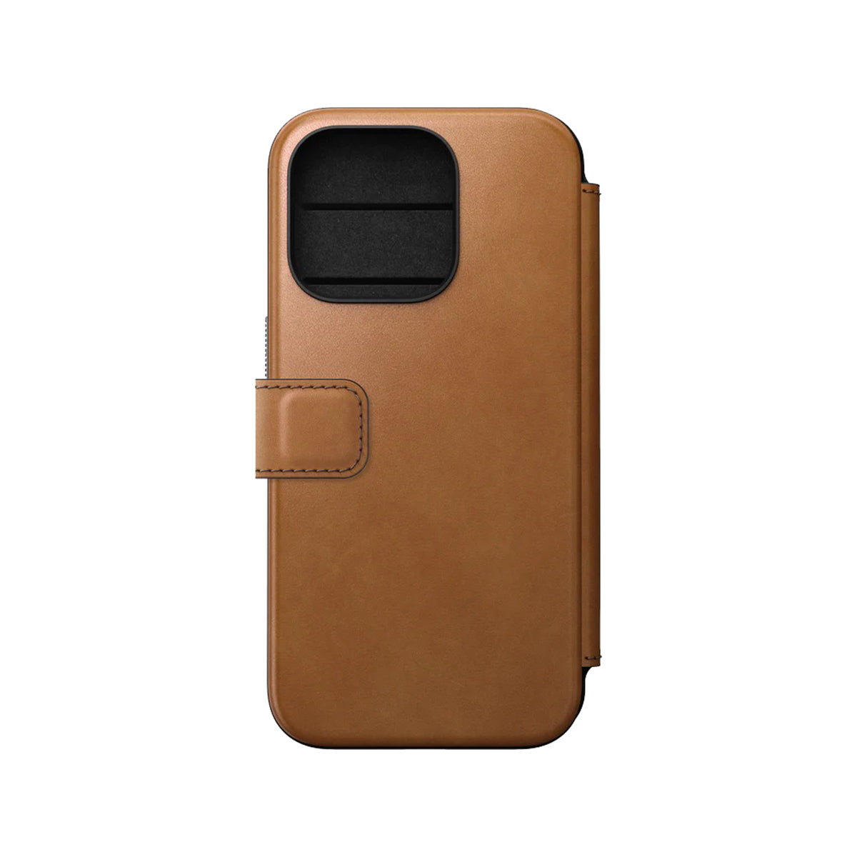 Nomad Leather Folio Case for iPhone 15 Pro - Premium English Tan Genuine Leather Protective Cover - Perfect for Work, Travel & Everyday Use