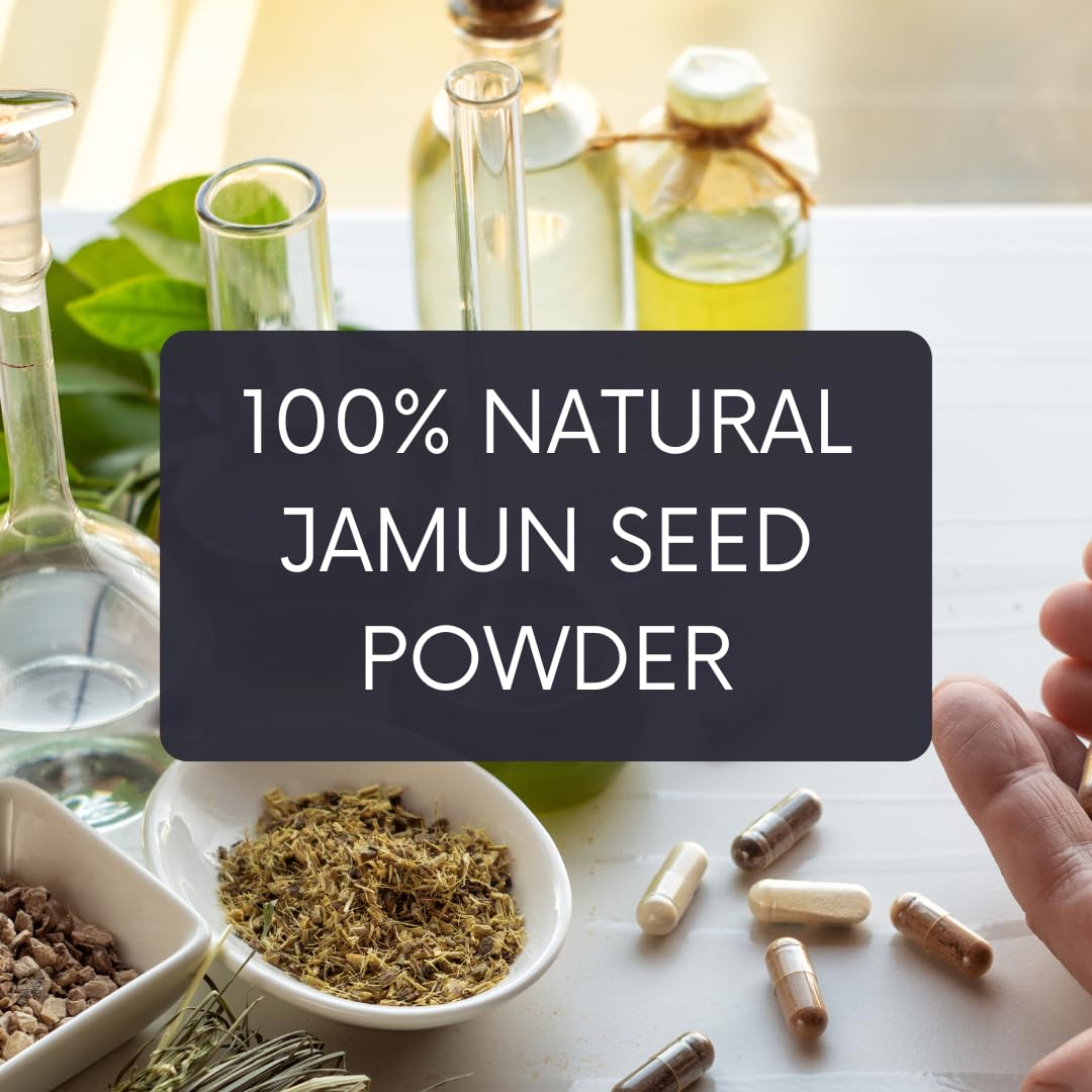 100% Pure Jamun Seed Powder | Eugenia Jambolana for Glowing Skin & Health Benefits | 0.22 LBS (100g) | Natural Skin Care & Diabetes Support Supplement | Perfect for Smoothies, Face Masks & Wellness Routines