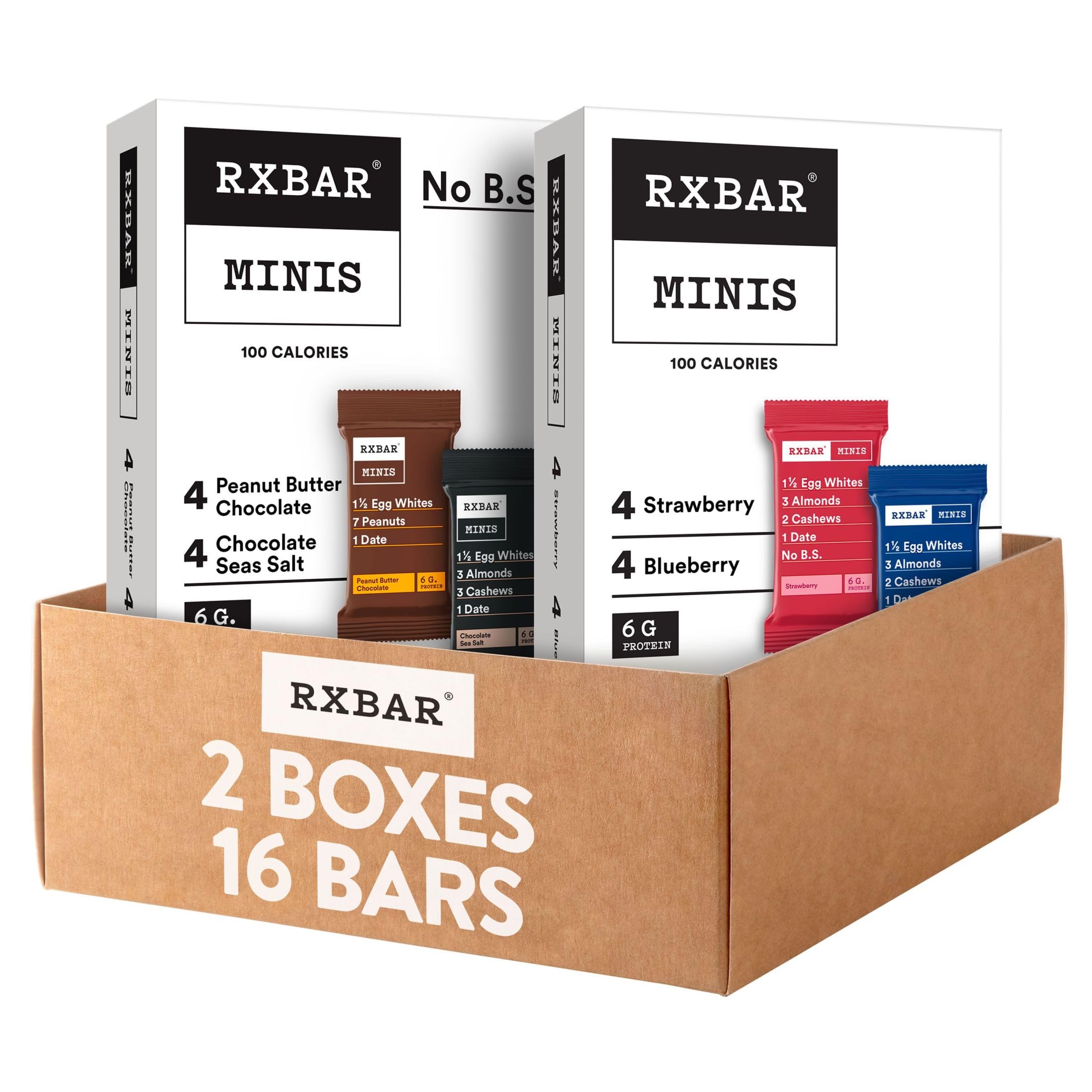 RXBAR Minis Protein Bars Variety Pack - 16 Count for On-the-Go Snacking