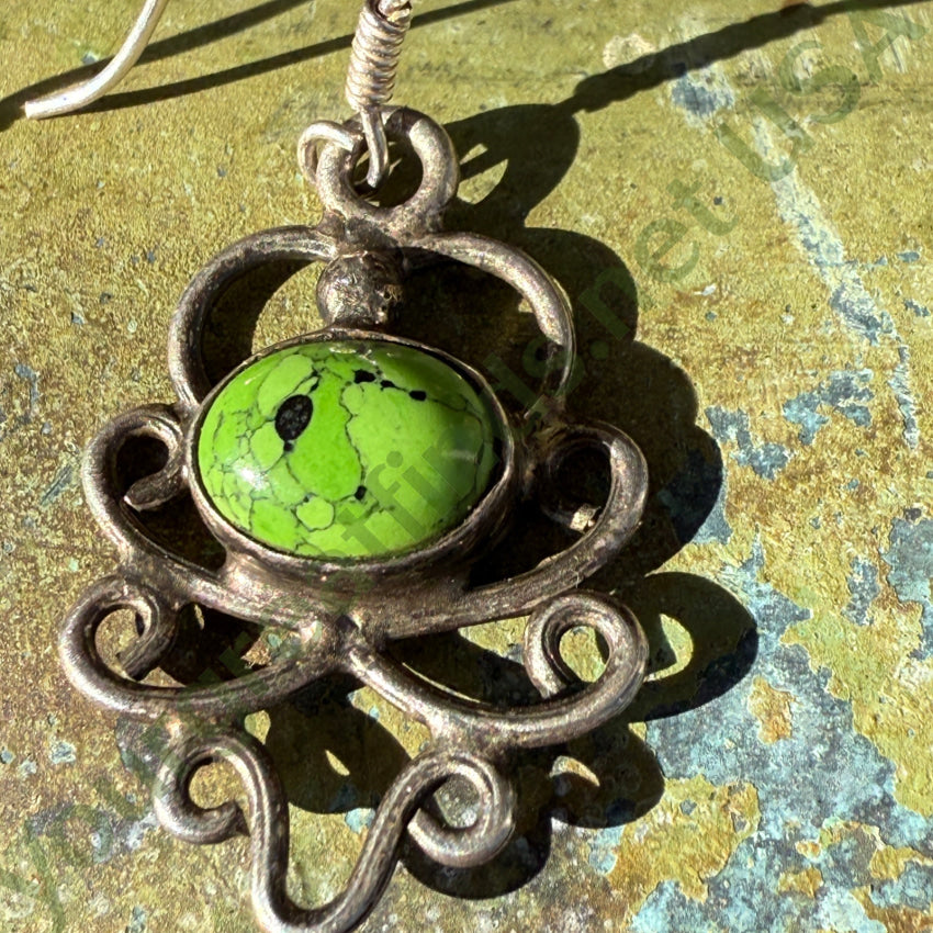 Natural Apple Green Gaspeite Sterling Silver Pierced Earrings – Handmade Dangle Earrings for Women, Perfect for Casual Wear, Parties & Gifts