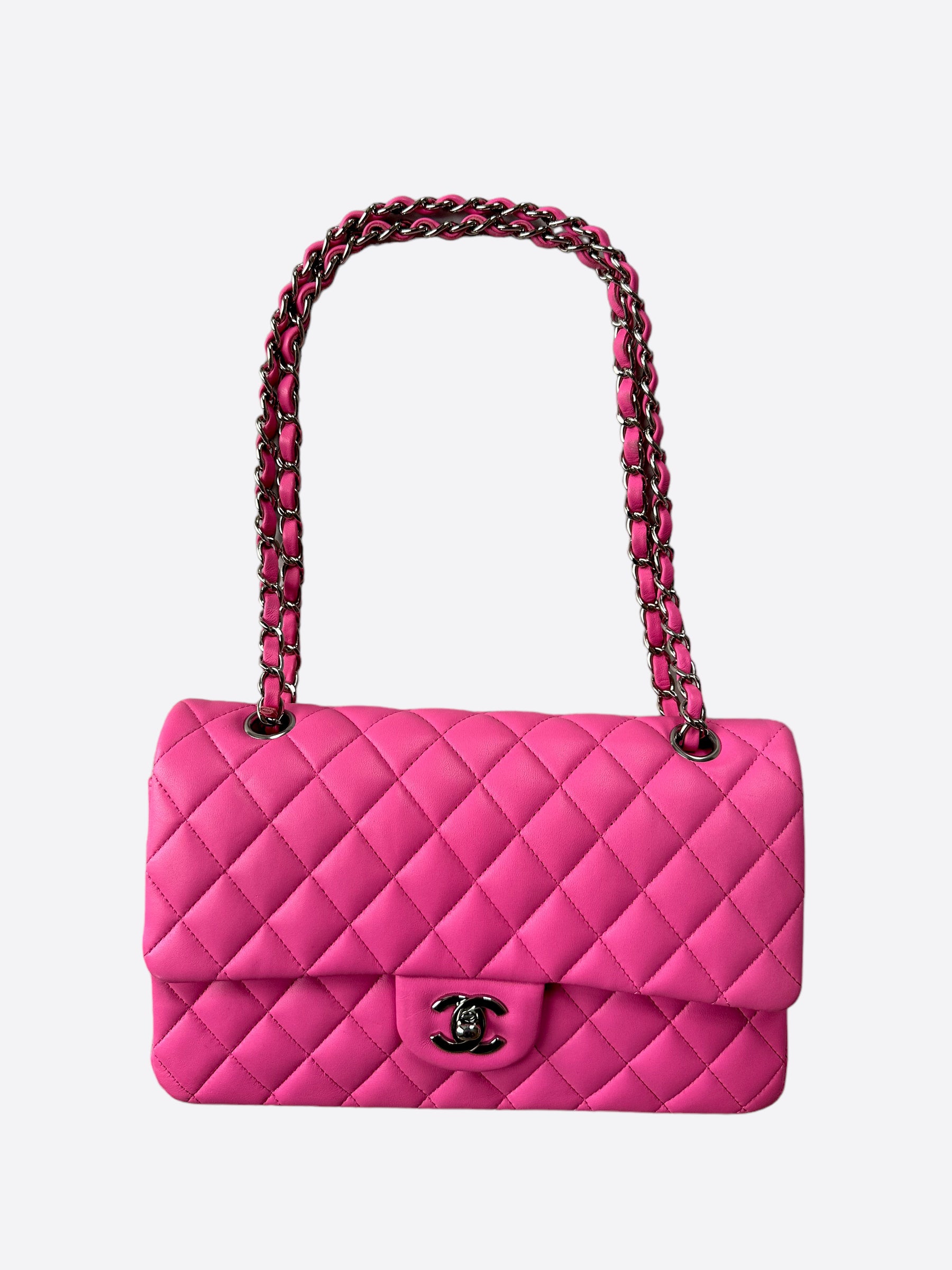 Chanel Hot Pink Lambskin Quilted Medium Double Flap Bag - Luxury Designer Handbag for Women | Perfect for Parties, Weddings & Special Occasions