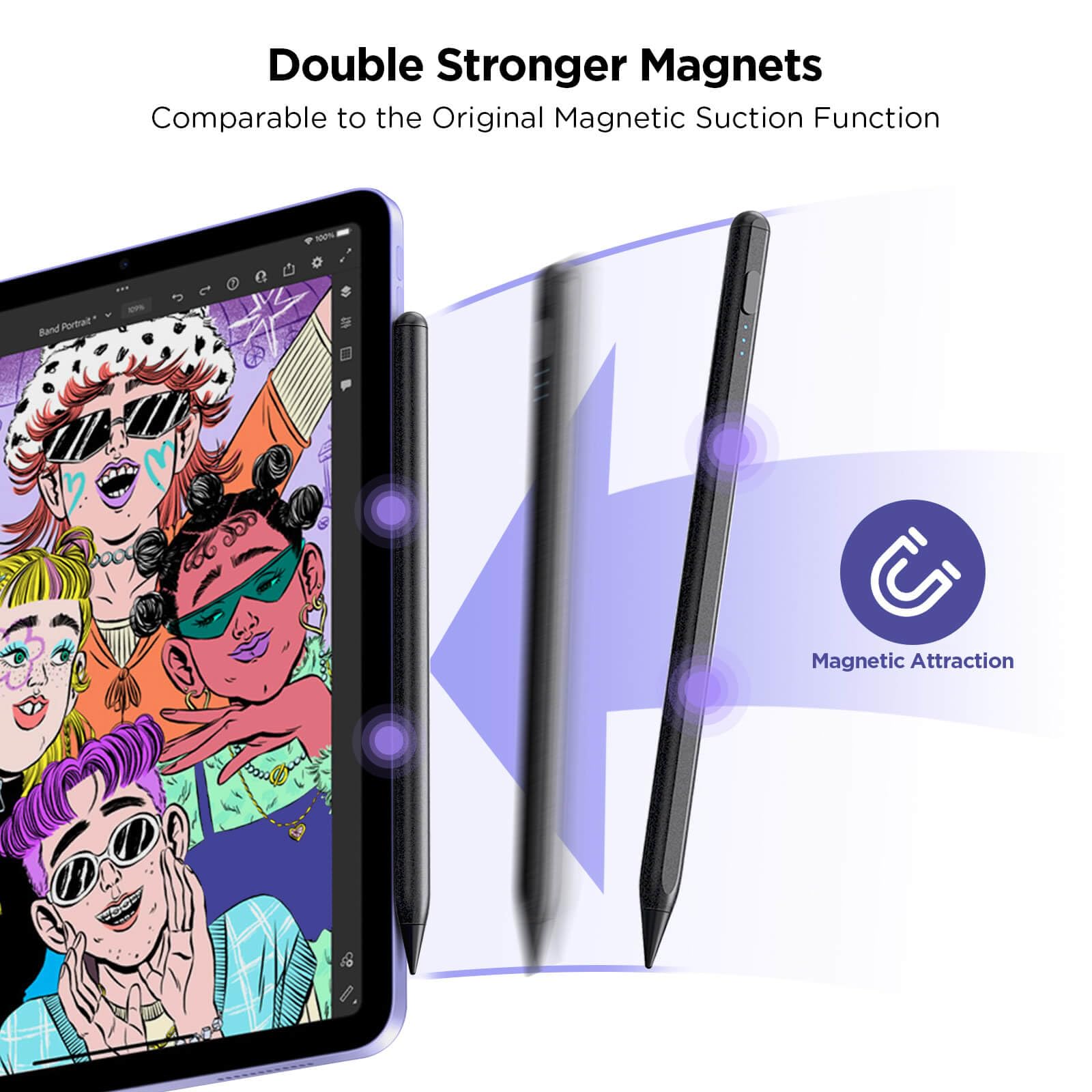 Apple Pencil Stylus for iPad 2018-2024 - Fast Charging in 15 Minutes with Palm Rejection & Tilt Sensitivity - Compatible with iPad 10/9/8/7/6, iPad Pro 12.9