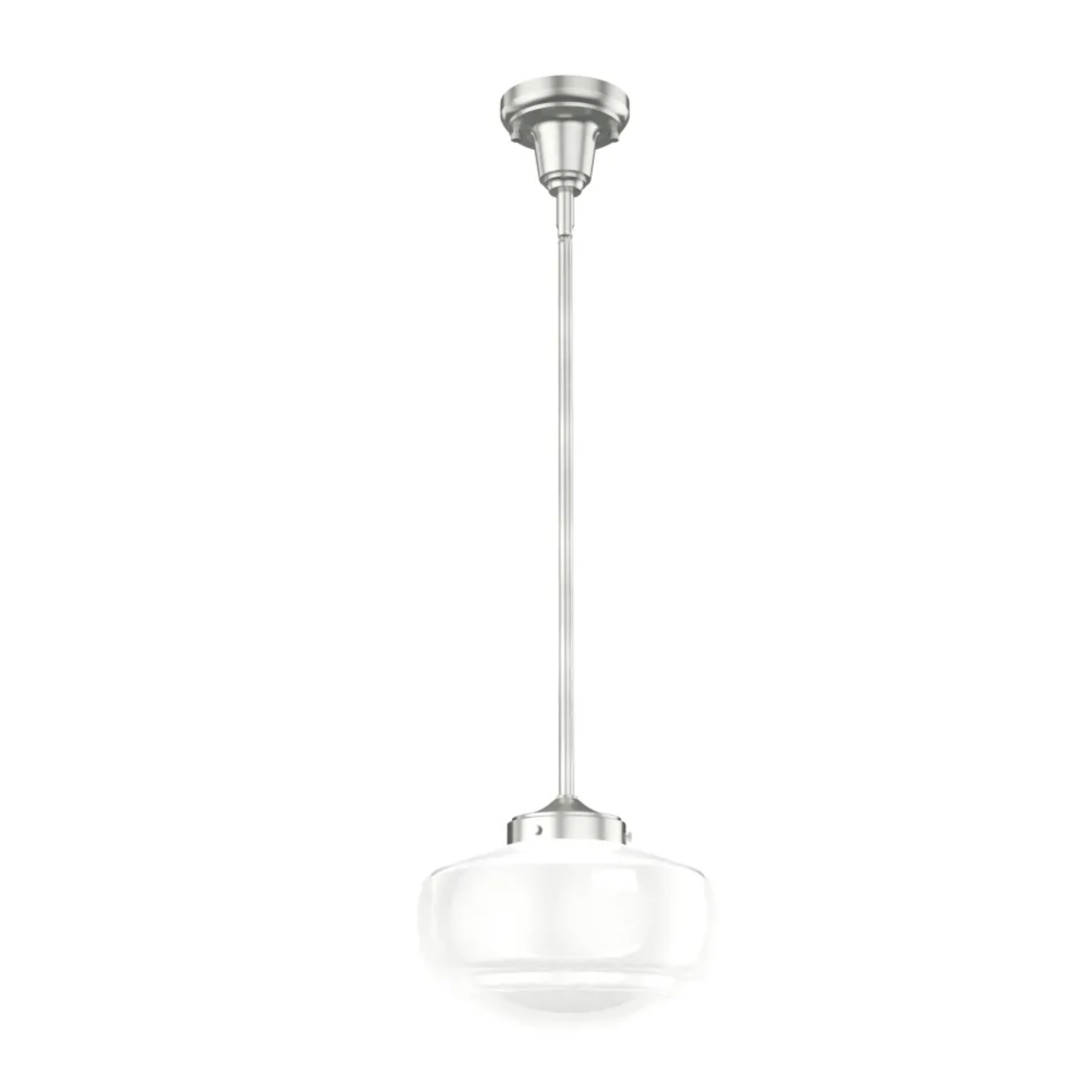 Hunter Saddle Creek 1-Light Mini Pendant Light Fixture - Brushed Nickel Finish with Cased White Glass Shade - Perfect for Kitchen Island, Dining Room, or Entryway Lighting