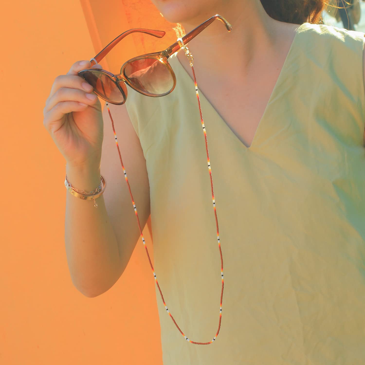 Rainbow Beaded Glasses Chain - Stylish Eyeglass Holder & Sunglasses Lanyard for Women - Perfect for Reading, Driving, and Outdoor Activities