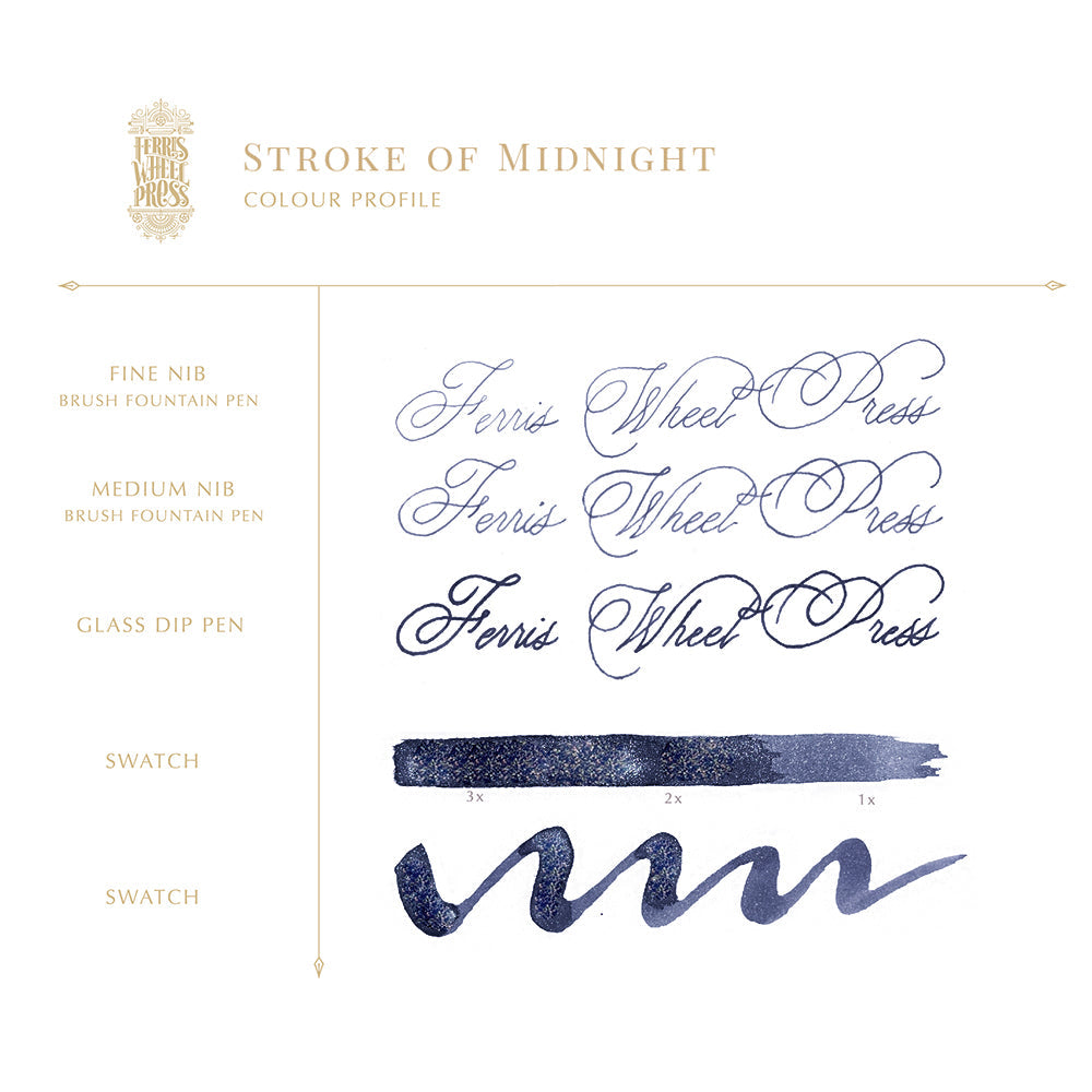 38ml Stroke of Midnight Ink - Premium Black Calligraphy Ink for Fountain Pens, Dip Pens & Art - Perfect for Lettering, Drawing & Creative Writing