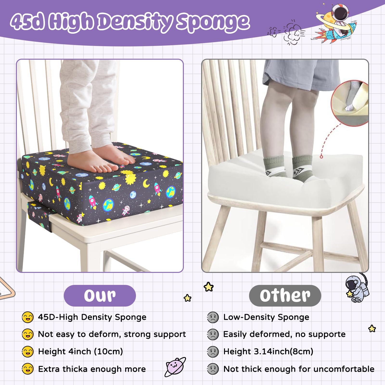 **Toddler Booster Seat for Dining Table with Safety Buckles – Anti-Scratch & Easy Cleaning High Chair for Kids – Perfect for Home, Restaurants, and Travel**