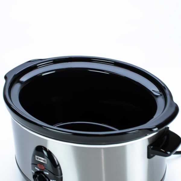STATUS San Antonio 6.5L Oval Slow Cooker - 320W Stainless Steel Large Crock Pot - Perfect for Family Dinners, Potlucks & Holiday Meals