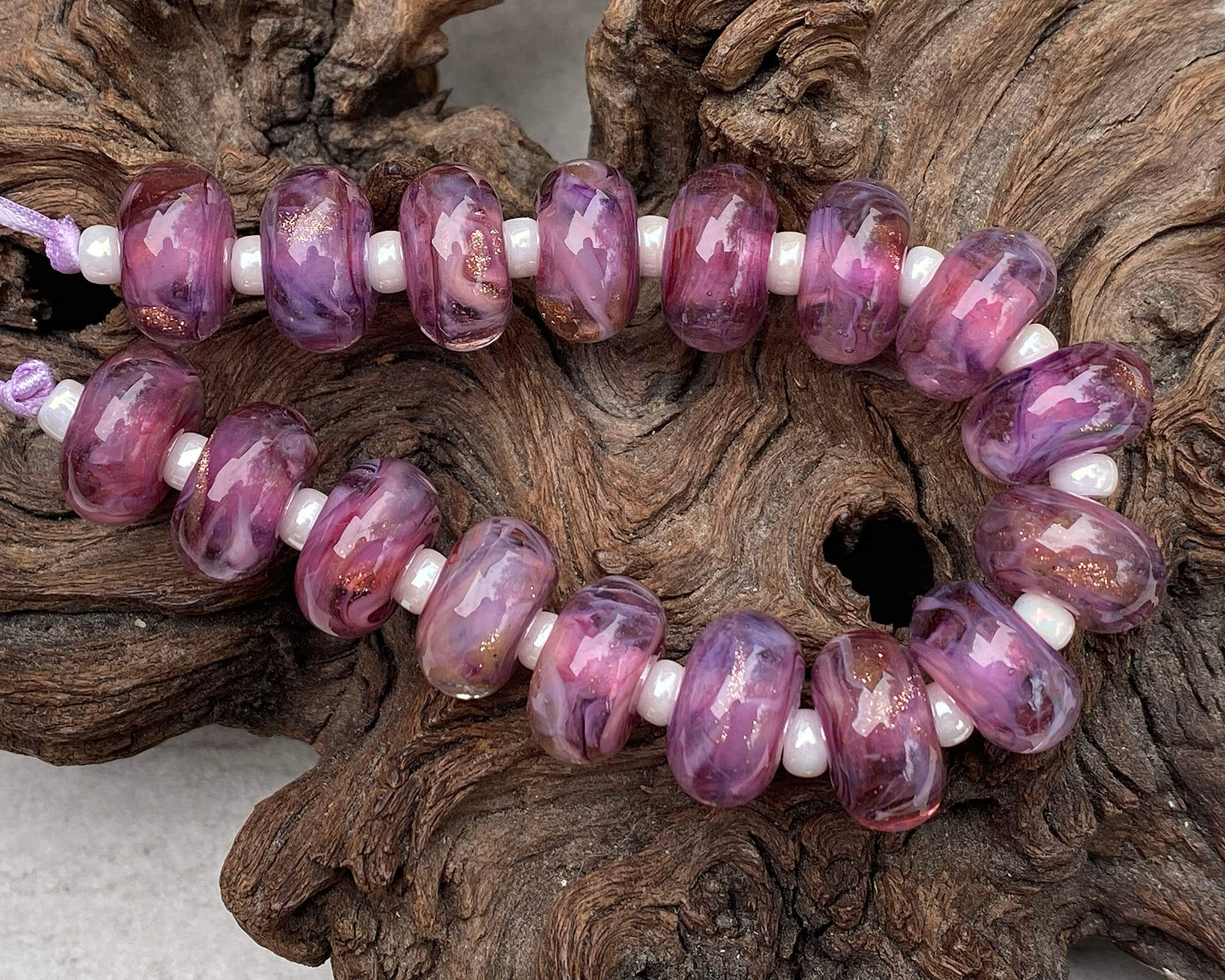 Handmade MTO Peony Pink Shimmer Lampwork Glass Beads for Jewelry Making - DIY Bracelets, Necklaces & Craft Projects