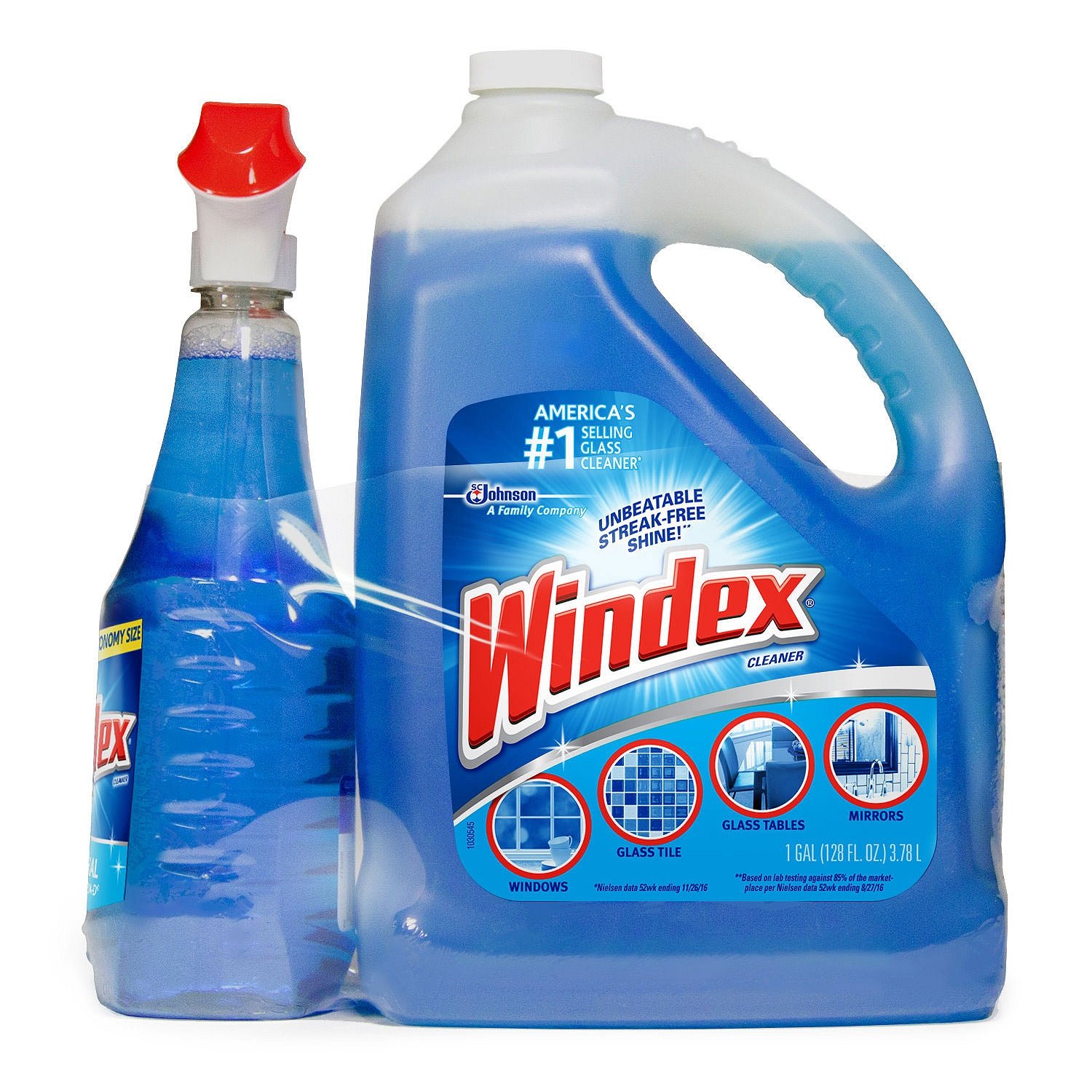 128 oz Commercial Line Original Powerized Glass Cleaner Refill (4-Pack) - Streak-Free Window & Mirror Cleaning Solution for Homes, Offices & Restaurants