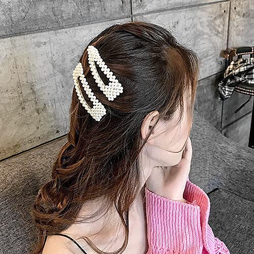 HOMEMATES 8-Piece Korean Style Pearl Hair Clips Set - Large Hair Pins & Barrettes for Women & Girls - Elegant Fashion Hair Accessories (Perfect for Weddings, Parties & Daily Styling)