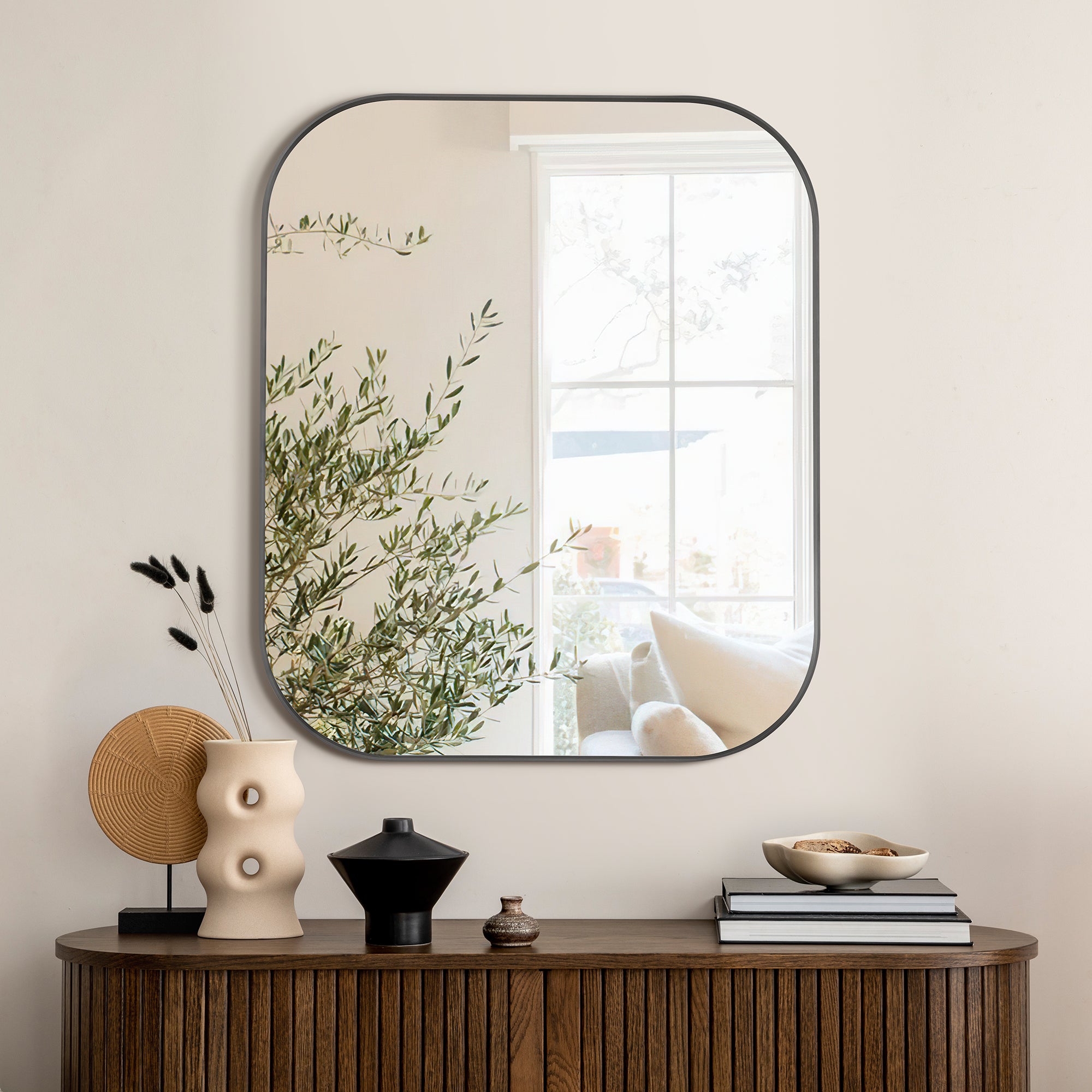 Trielle Rectangular Aluminum Framed Modern Bathroom Wall Mirror - Sleek & Durable Bathroom Decor for Vanity, Makeup & Home Decor