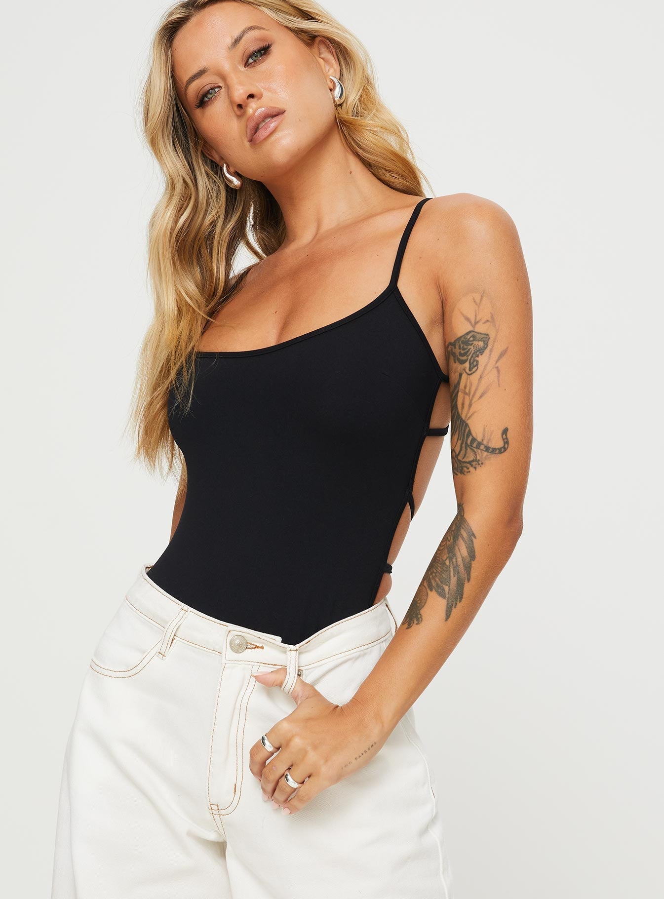 All Tied Up Bodysuit for Women - Sexy Black Stretch Bodysuit - Perfect for Date Night, Club Wear & Lingerie