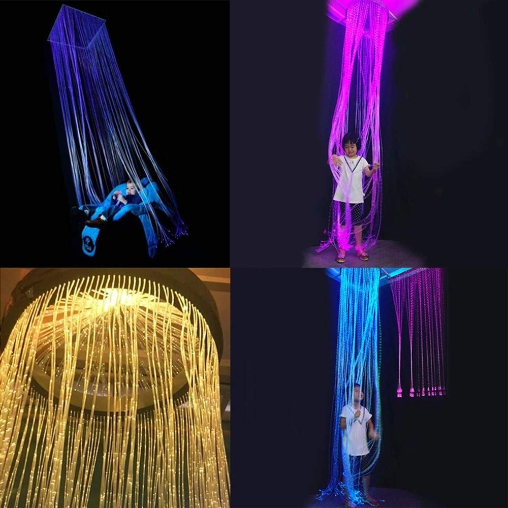AMKI 16W Bluetooth Fiber Optic Curtain Light Kit - RGBW Waterfall Effect with Music Sync, App & Remote Control - 300pcs 0.03in/0.75mm Fiber Cable (9.8ft/3m) - Sensory Room Lighting for Kids, Home Decor, Bedroom, Party & Holiday Decorations
