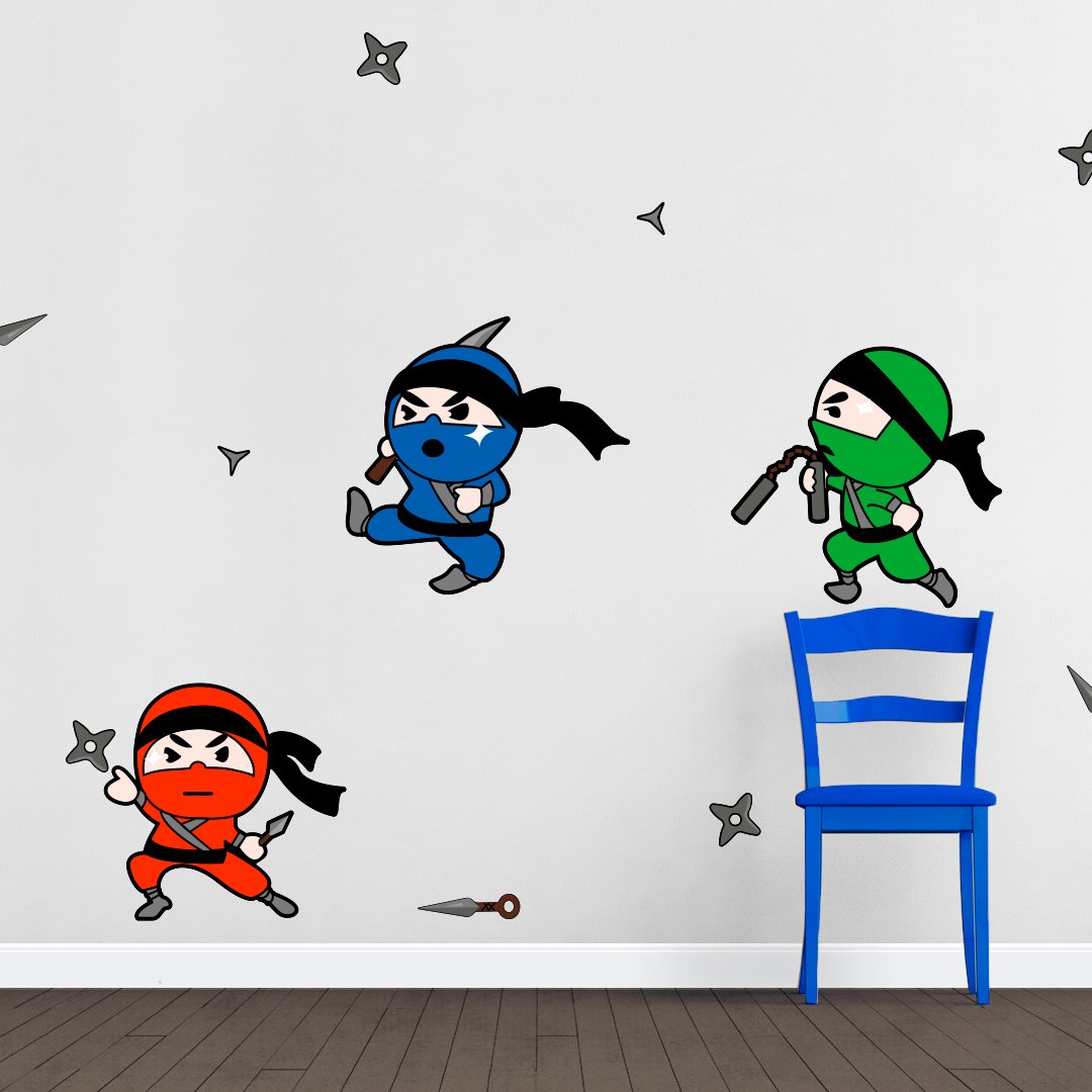 Ninja Kids Printed Wall Decal - High-Quality Removable Vinyl Stickers for Boys Room Decor | Perfect for Bedroom, Playroom & Nursery Wall Art
