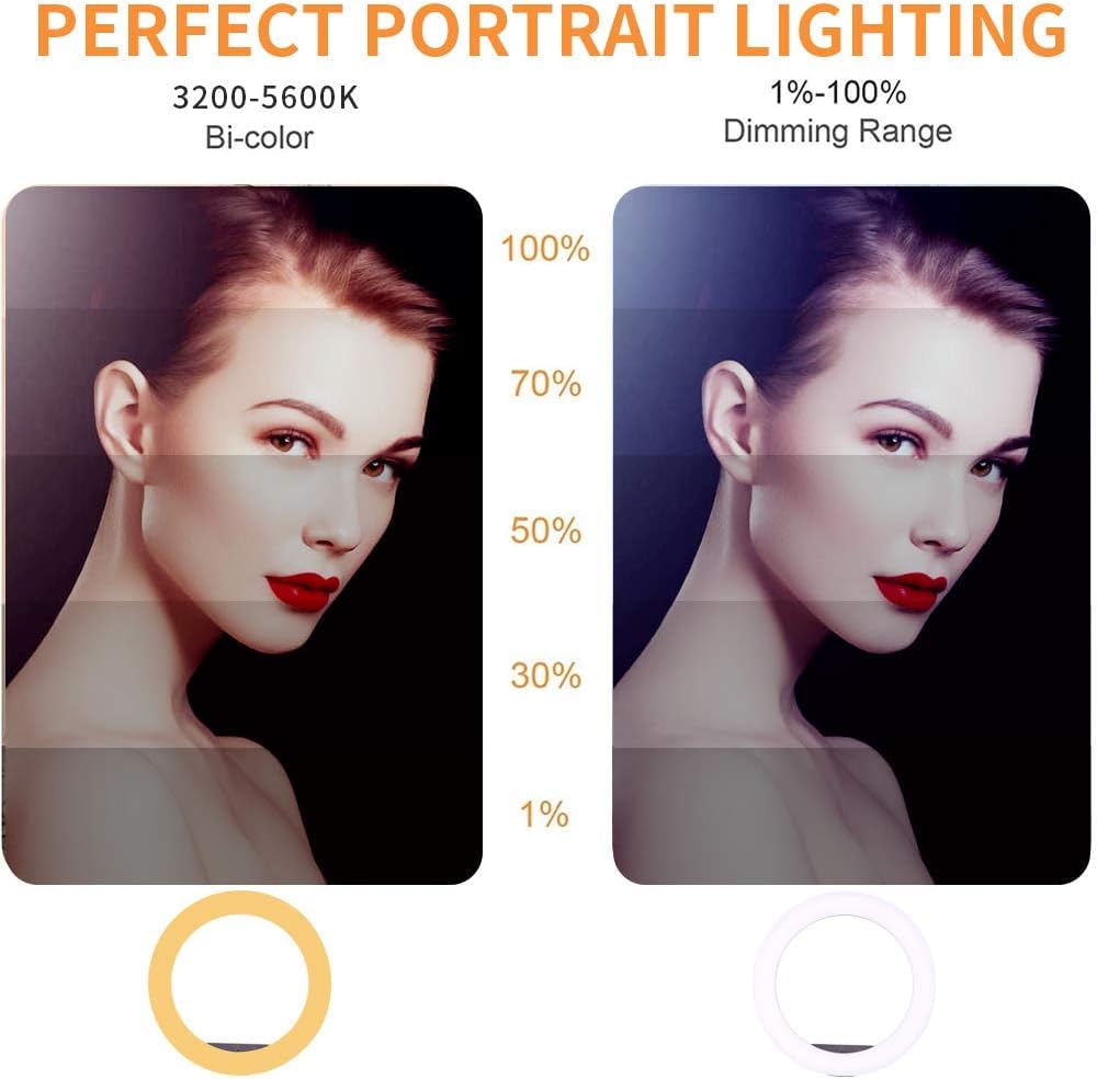 38W 18-inch Bi-Color Dimmable LED Ring Light Kit with Tripod Stand, Remote Control & Soft Tube - 3200K-5600K Adjustable Color Temperature for YouTube Videos, Makeup, Selfies, Portrait Photography, Live Streaming, and Beauty Content Creation