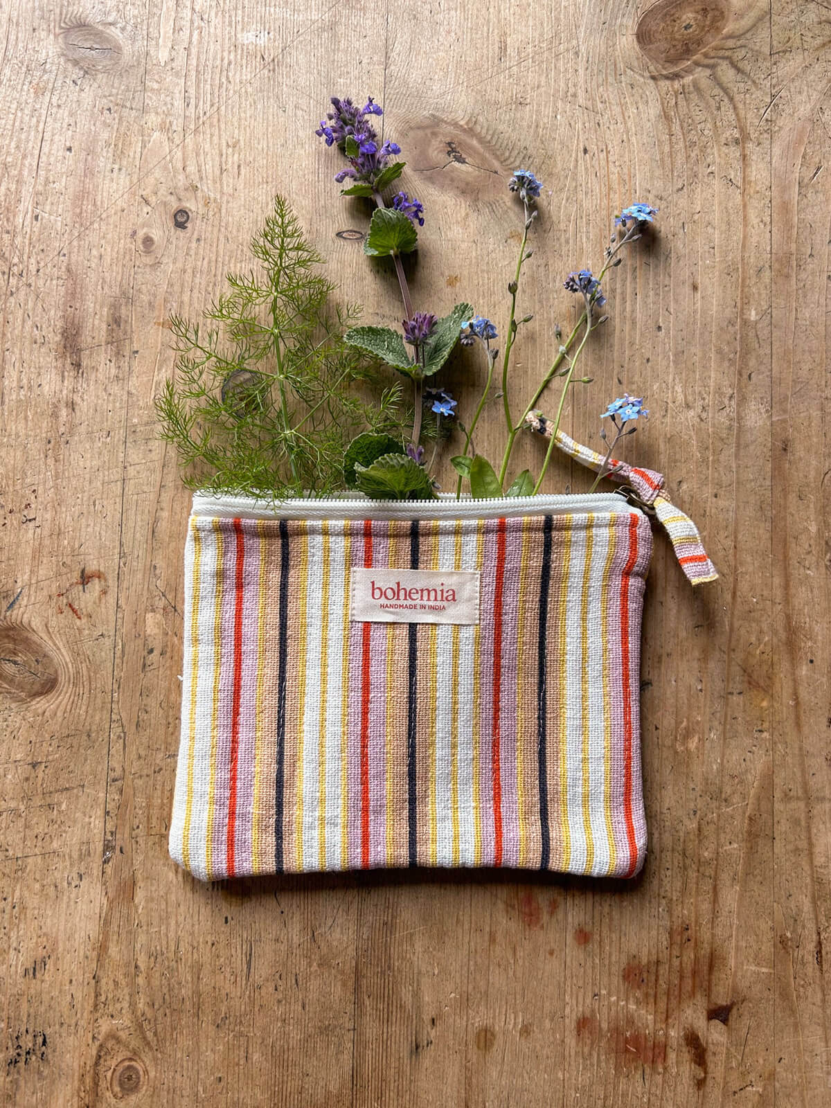 Jaipur Stripe Medium Pouch - Colorful Indian Handmade Clutch Bag for Women | Perfect for Parties, Weddings & Festive Occasions