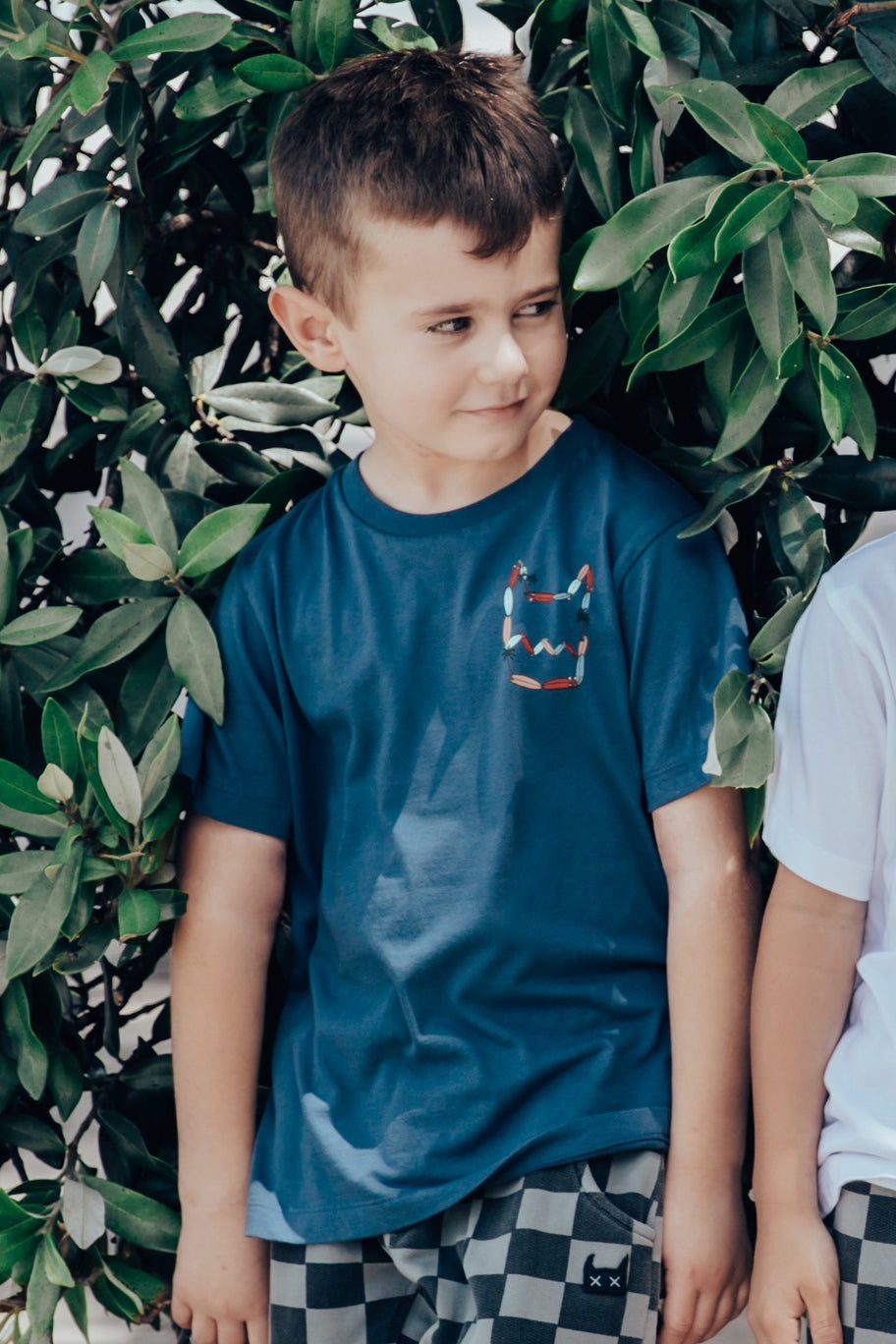Boys' Munster Graphic T-Shirt - Dark Denim Blue Cotton Tee for Kids | Casual Wear, School Outfits & Everyday Play