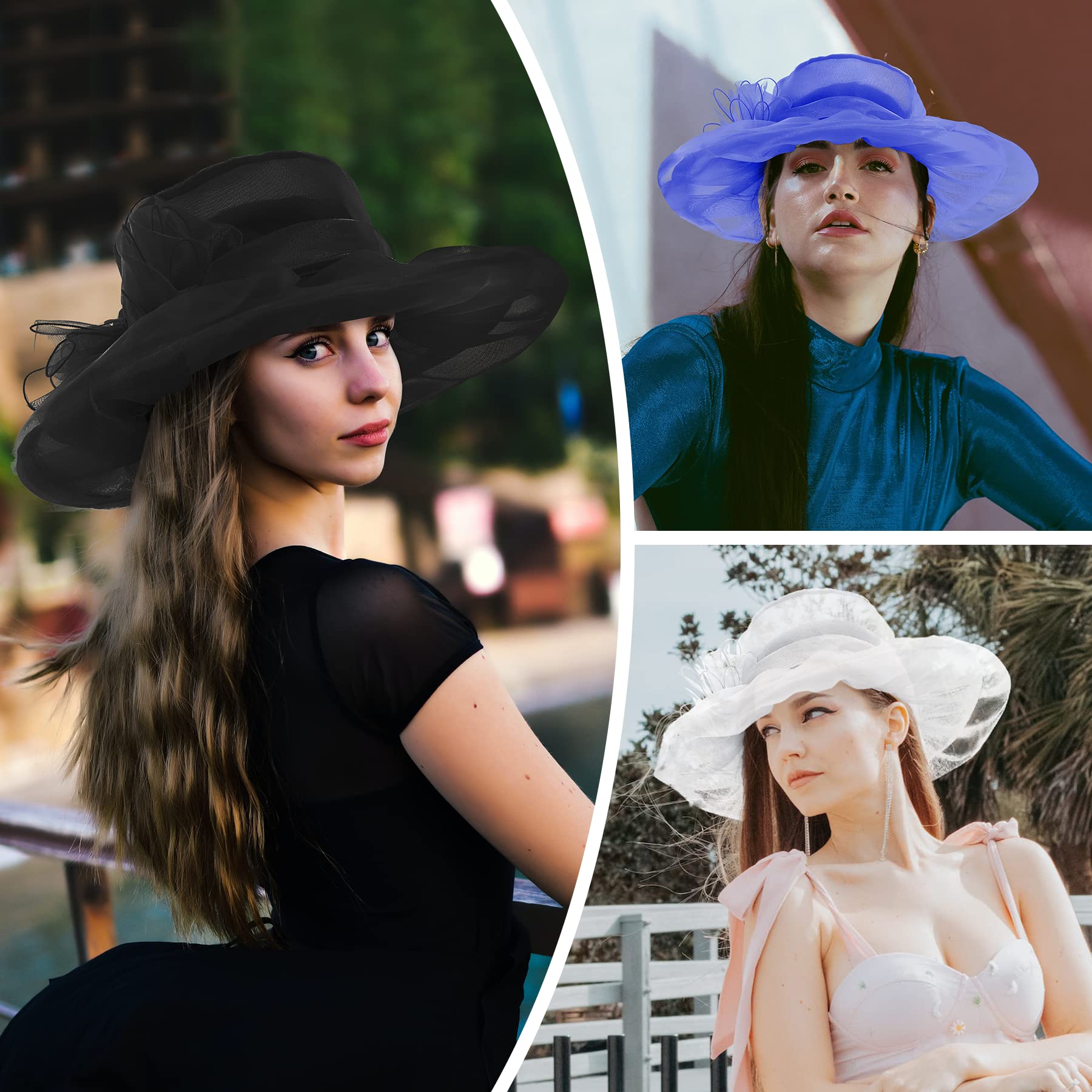 Zando Kentucky Derby Hats for Women | Elegant Organza Victorian Church Hats | Tea Party & Wedding Fascinators | Perfect for Derby Day, Sunday Service & Special Occasions