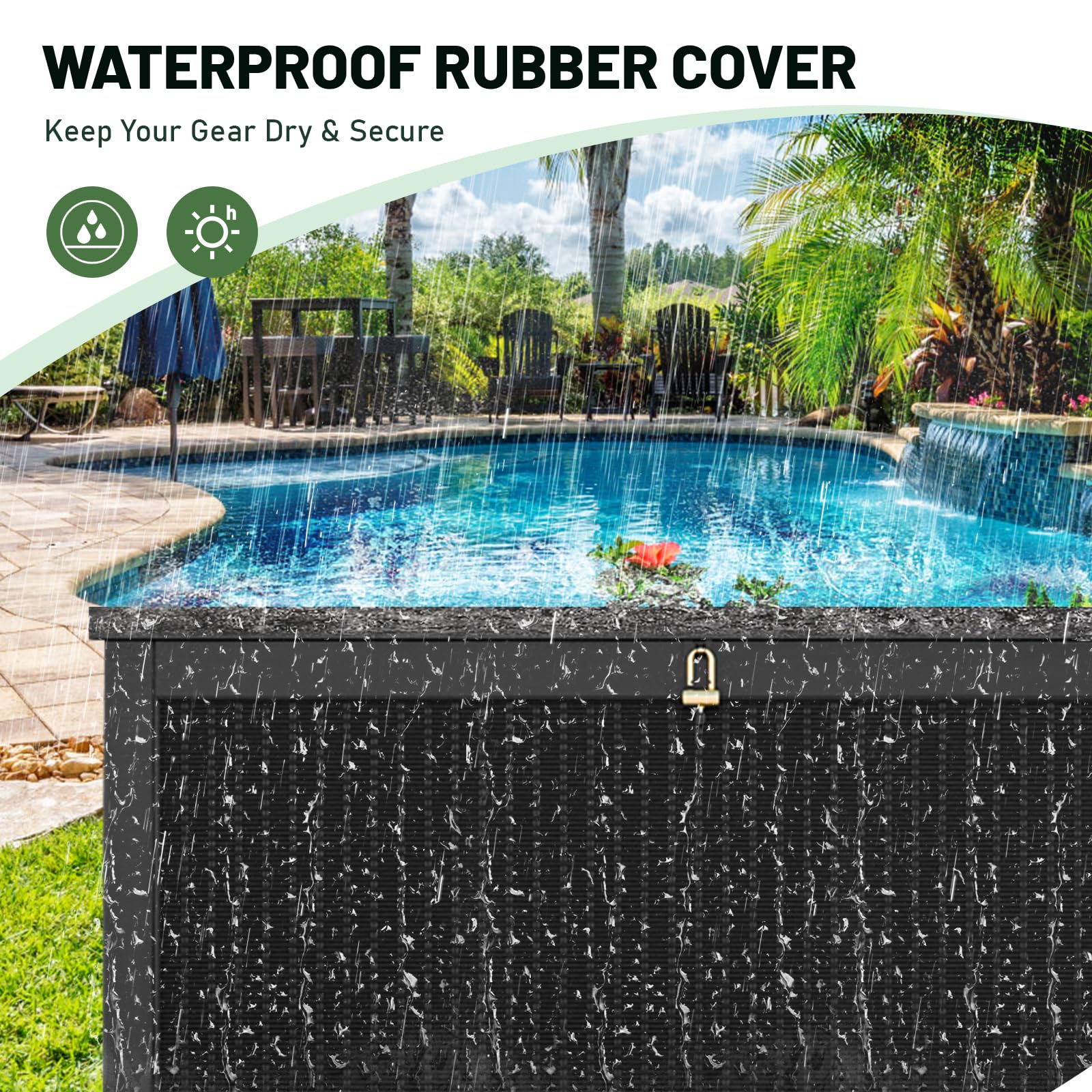 **XXXL 260 Gallon Large Waterproof Outdoor Storage Deck Box with Built-in Steel Beams – Heavy-Duty Resin Deck Box for Patio Furniture Cushions, Pool Supplies, Toys & Gardening Tools – Perfect for Backyard, Deck, and Poolside Storage**