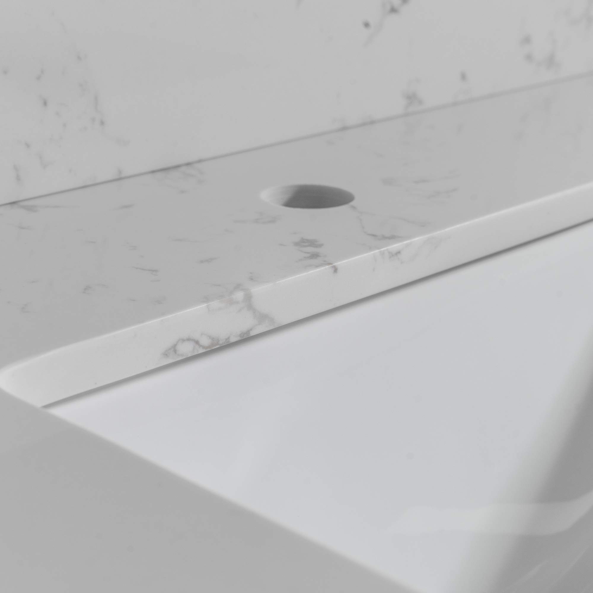 Carrara White Marble Bathroom Vanity Top with Undermount Rectangular Sink & 4