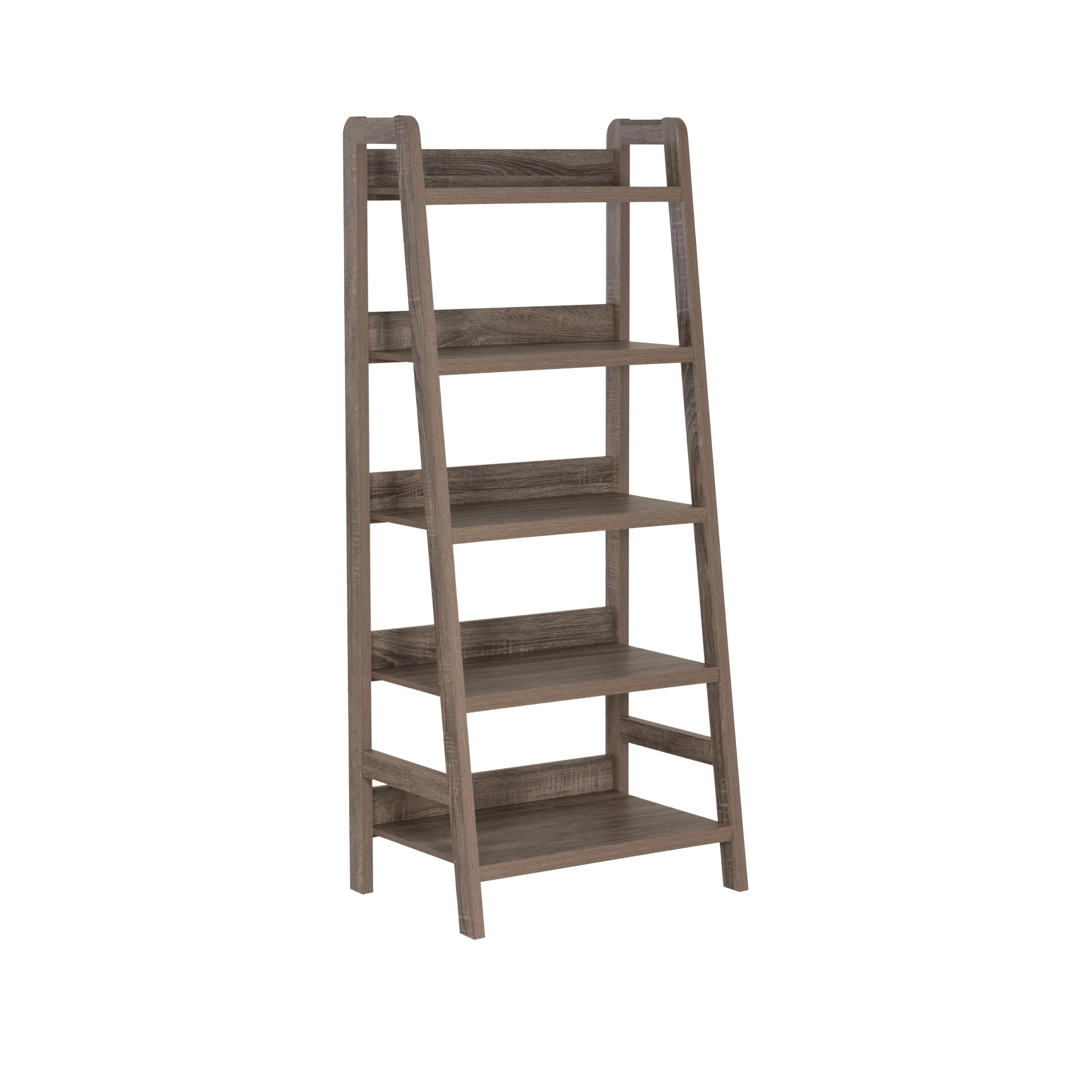 Linon Tracey Greywash Wooden 5-Shelf Ladder Bookcase - Stylish Storage for Living Room, Bedroom, or Home Office