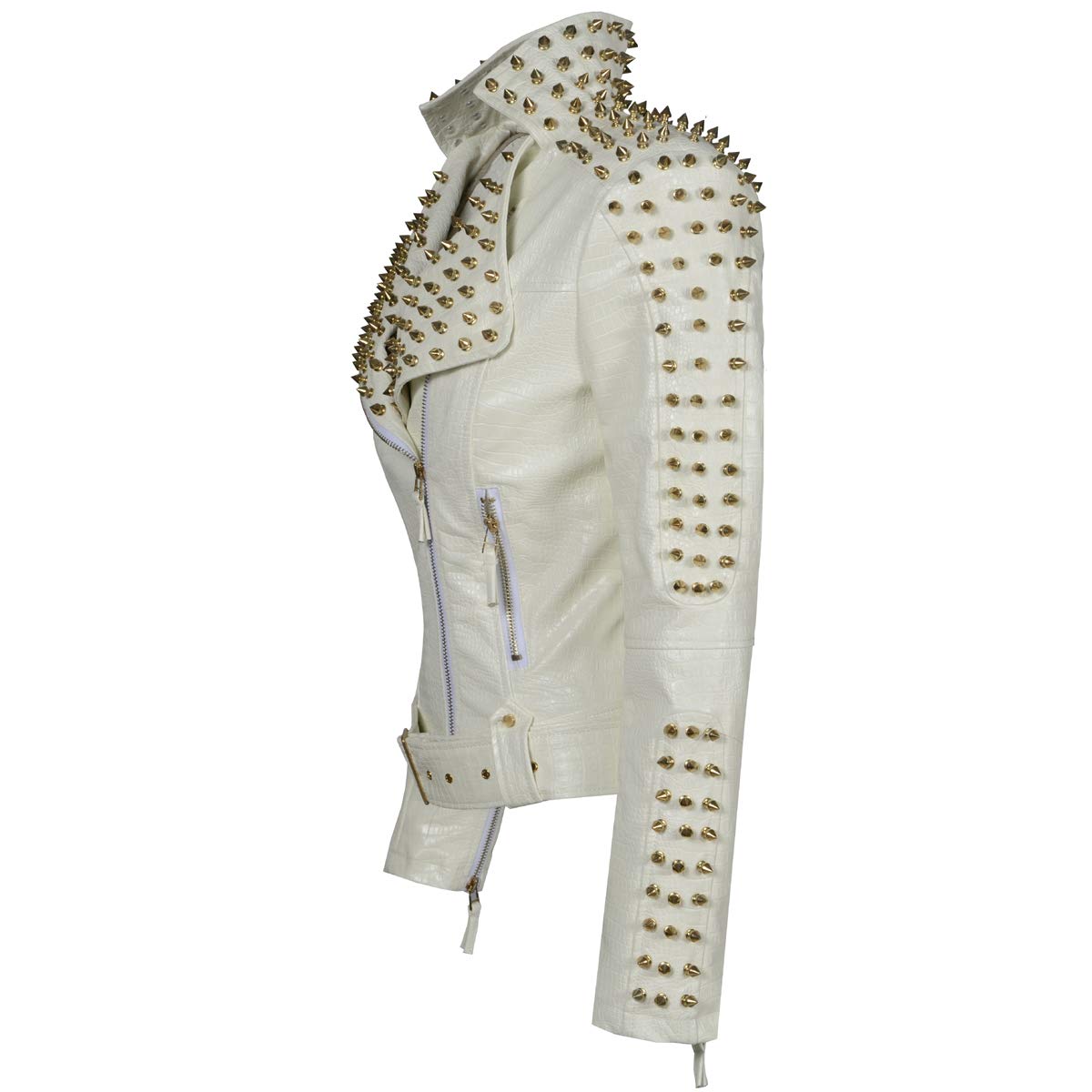 Women's Punk Faux Leather PU Black Jacket with Studs & Rivets - Edgy Streetwear Motorcycle Coat for Bikers, Concerts & Night Out Fashion