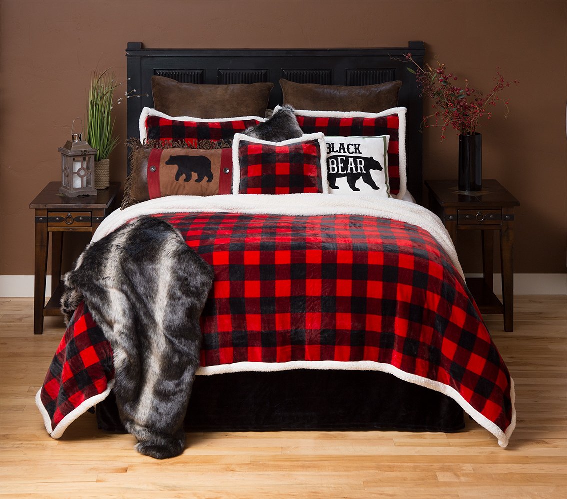 Carstens Lumberjack Red Plaid Flannel Bedding Set - Twin Size, Soft & Cozy Winter Bed Sheets for Cabin, Lodge & Rustic Home Decor