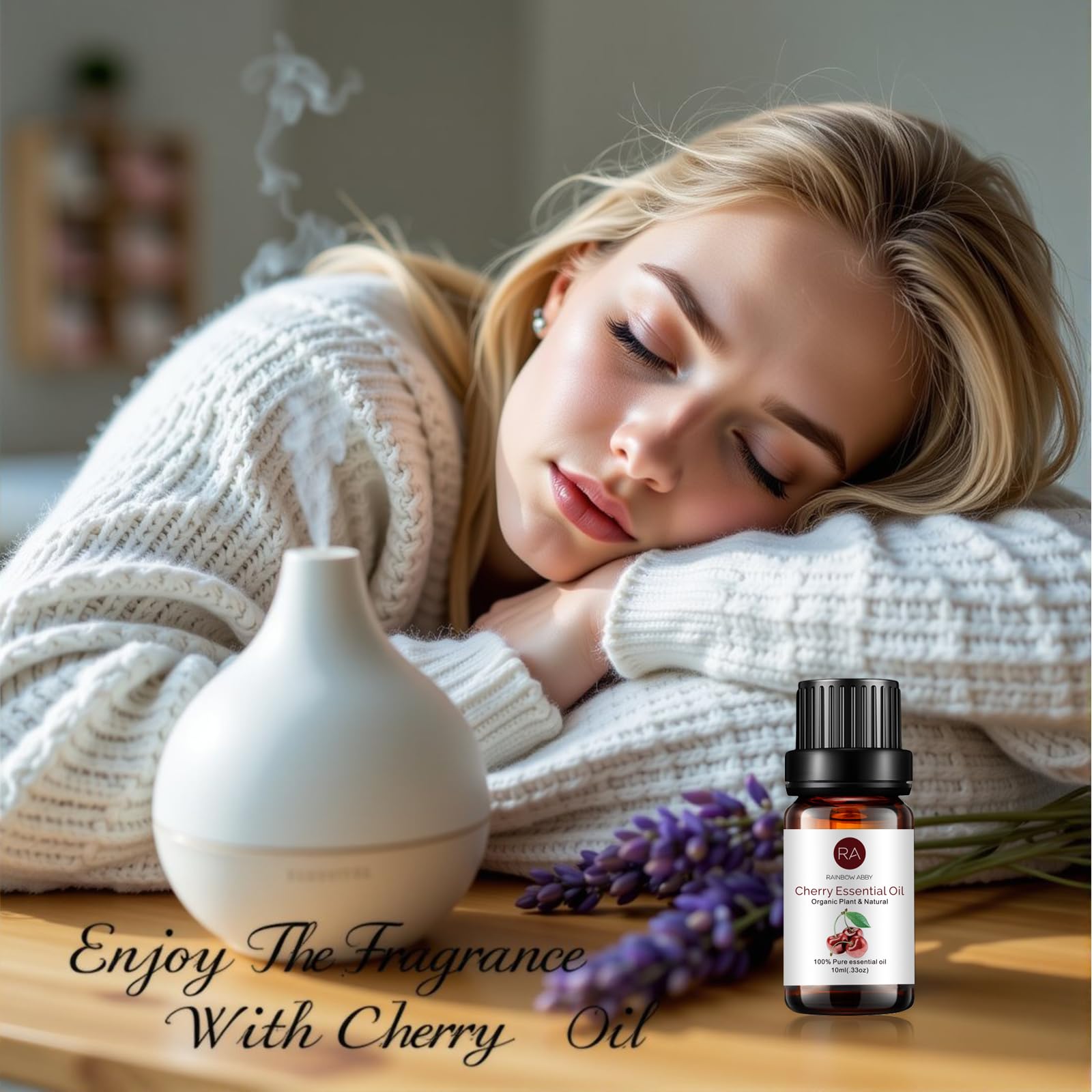 6-Pack 100% Pure Organic Cherry Essential Oil - Natural Aroma Oil for Diffusers, Massage & Aromatherapy (6X10ml) - Perfect for Relaxation, Stress Relief & Home Fragrance