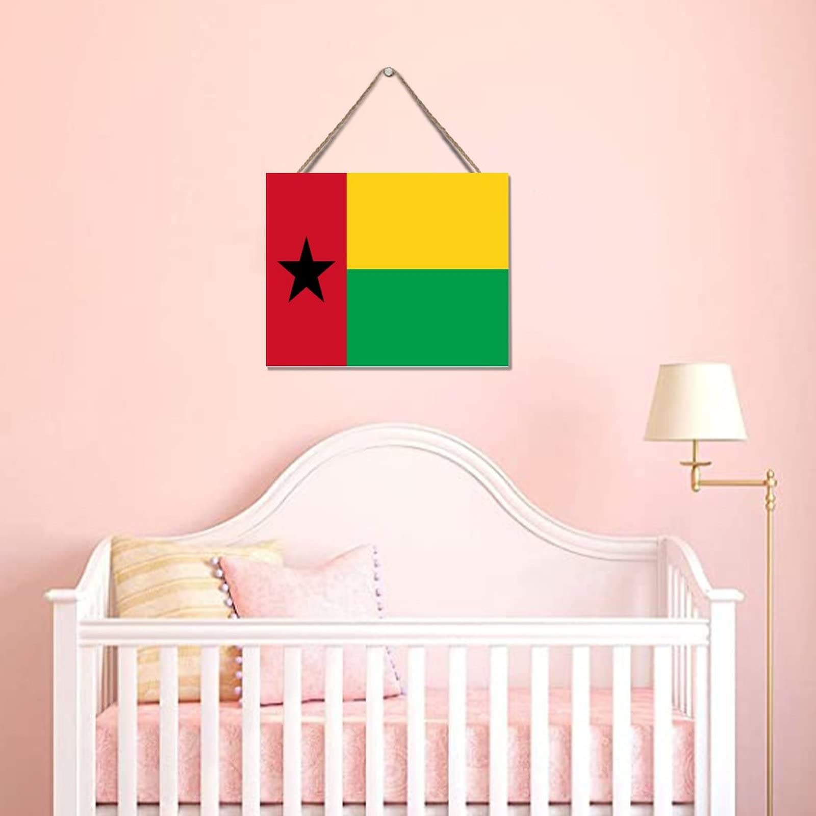 Guinea-Bissau Flag Wooden Plaque - Patriotic Home Decor, Rustic Wood Sign for Wall Hanging, Personalized Door Sign (8x10 Inches) - Perfect for Playroom, Office, or Man Cave Decor
