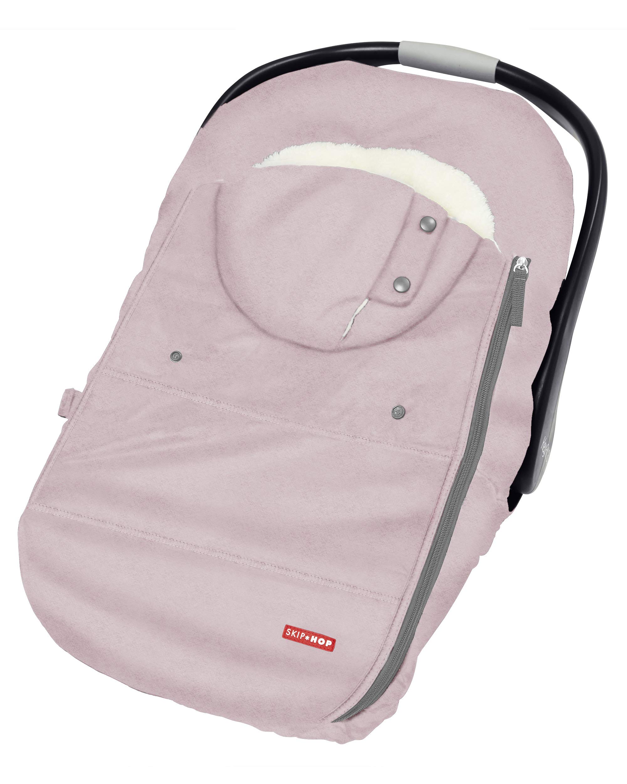 Skip Hop Winter Car Seat Cover for Baby - Stroll & Go Insulated Pram Blanket, Pink Heather | Warm & Cozy Infant Car Seat Protector for Cold Weather, Stroller & Shopping Trips
