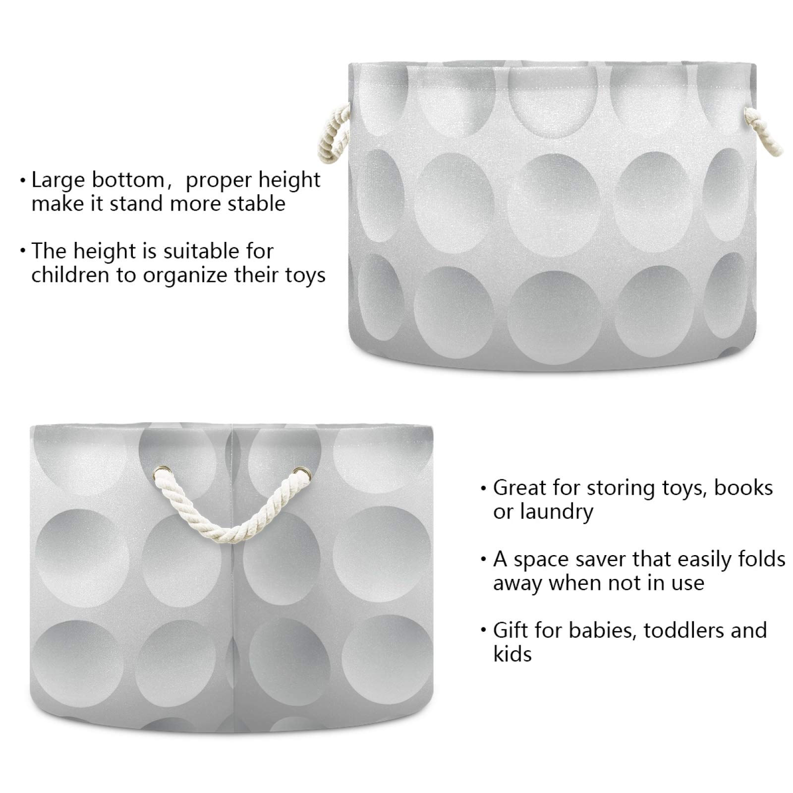 Waterproof Collapsible Storage Basket - Golf Ball Laundry Hamper & Baby Nursery Organizer with Handles for Bathroom, Toys & Clothes | Portable Foldable Bin for Sports Gear, Home Organization & Travel Use