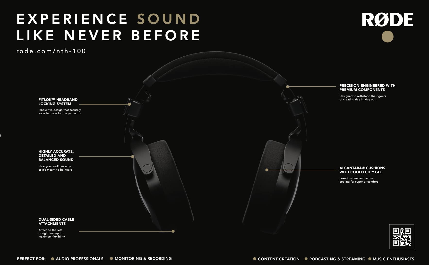 StreamEye Rode NTH-100 Professional Studio Over-Ear Headphones with Rode PSA1+ Microphone Boom Arm & Polishing Cloth Bundle - Perfect for Podcasting, Gaming, and Home Studio Recording