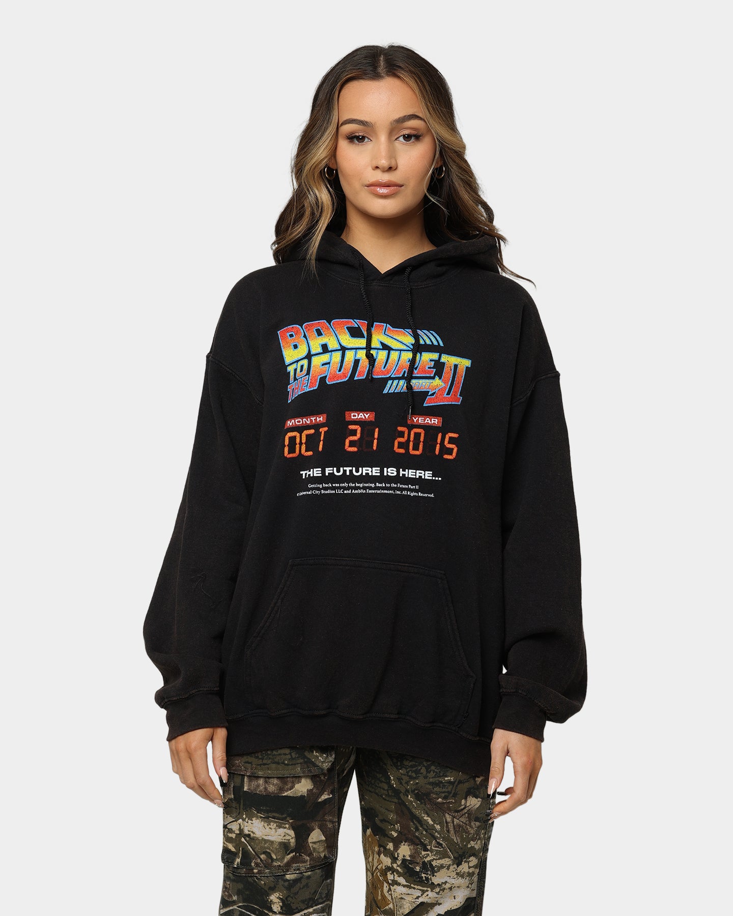 Vintage Back To The Future 2 Hoodie - Washed Black Retro Movie Sweatshirt | American Thrift | Perfect for Cosplay, 80s Theme Parties & Movie Fans