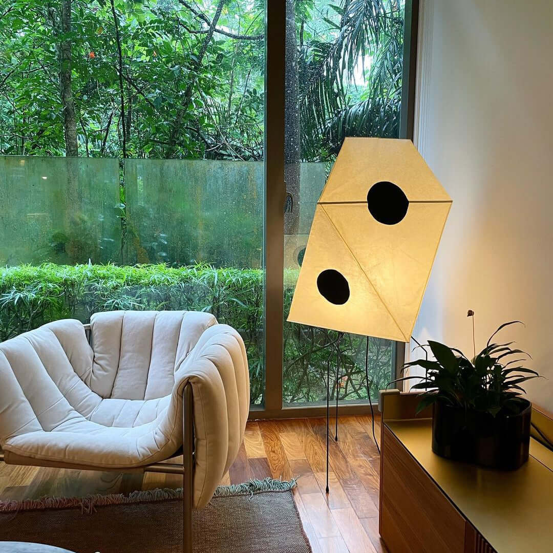 Akari UF3 Q Floor Lamp - Modern Japanese Paper Light for Living Room, Bedroom & Office - Warm Ambient Lighting for Home Decor & Relaxation