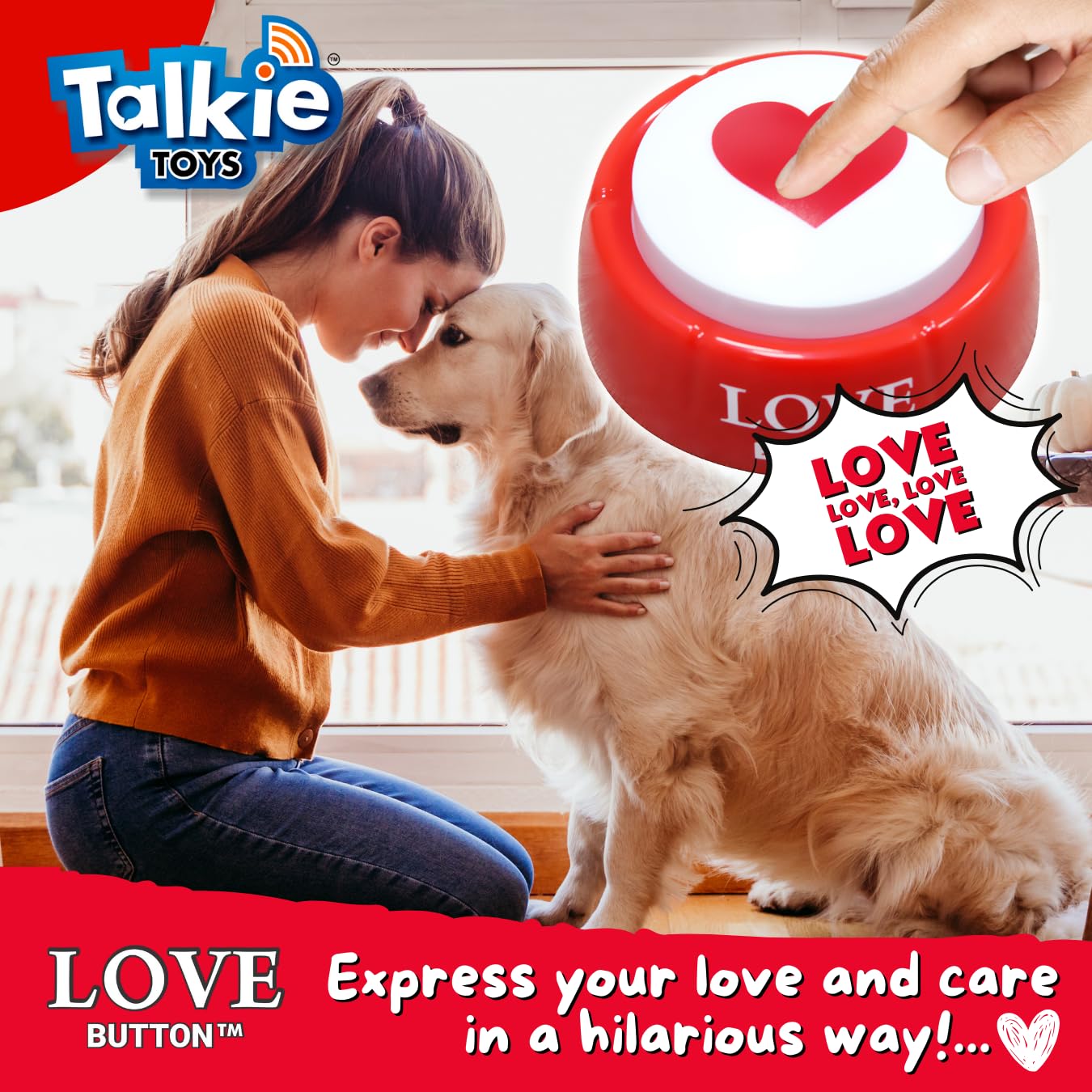 Talkie Toys Love Button - Interactive Talking Button with 10 Romantic Phrases for Couples, Gifts & Fun Moments | Perfect for Anniversaries, Valentine's Day & Romantic Surprises