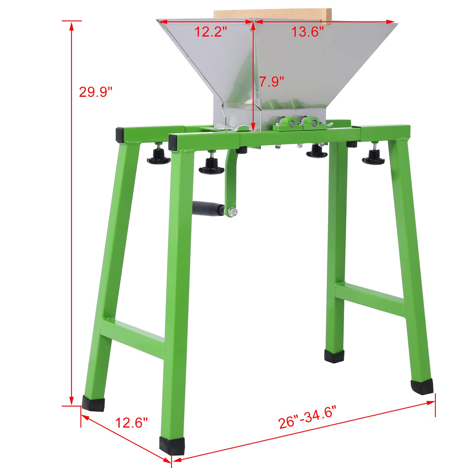 7L Manual Fruit Crusher - Hand Crank Apple Grinder with Steel Hopper for Juice Press, Wine Making & Cider Extraction | Portable Fruit Shredder for Hard Vegetables | Perfect for Home Brewing, Farm Harvest & DIY Fruit Processing