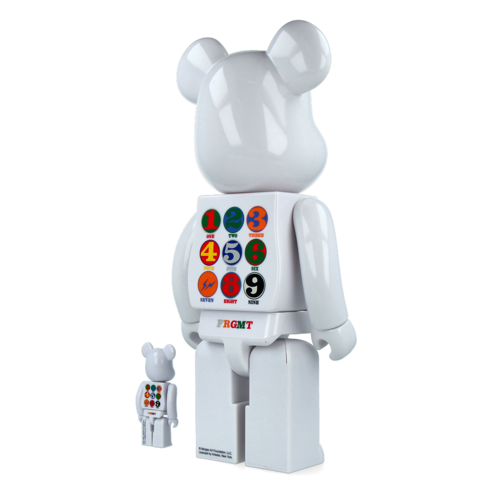 400% + 100% Bearbrick Robert Indiana X Fragment Design White Collectible Art Toy - Perfect for Home Decor, Office Display & Anime Fans Collection