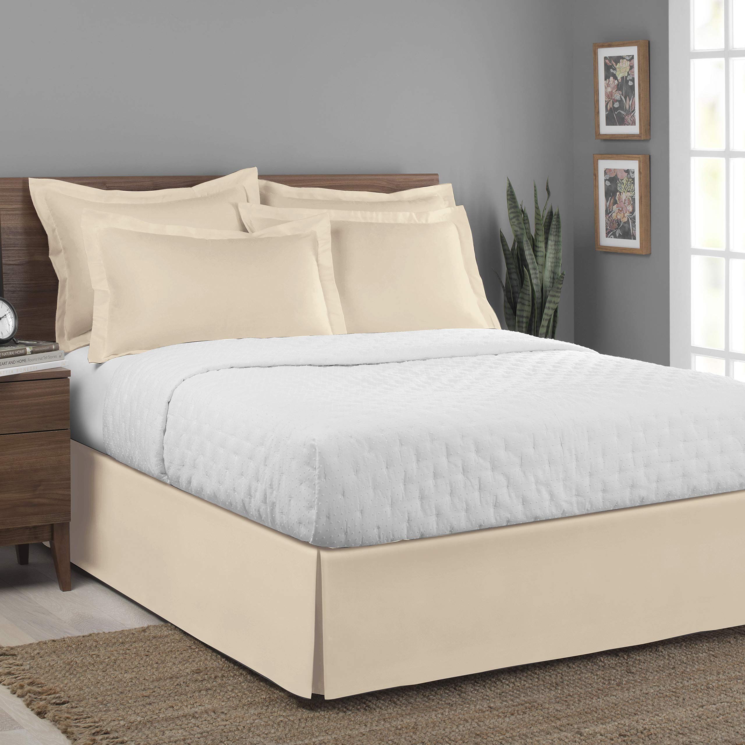 Premium 2-Pack Standard/Queen Size Pillow Shams - Soft Ivory Bedding Set for Master Bedroom & Guest Room Decor