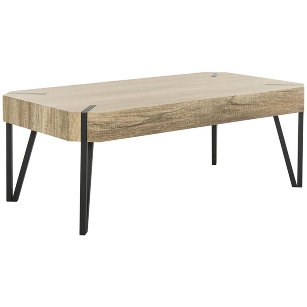 Safavieh Home Liann Rustic Brown & Black Glass Top Coffee Table - Modern Living Room Furniture for Small Spaces & Apartments