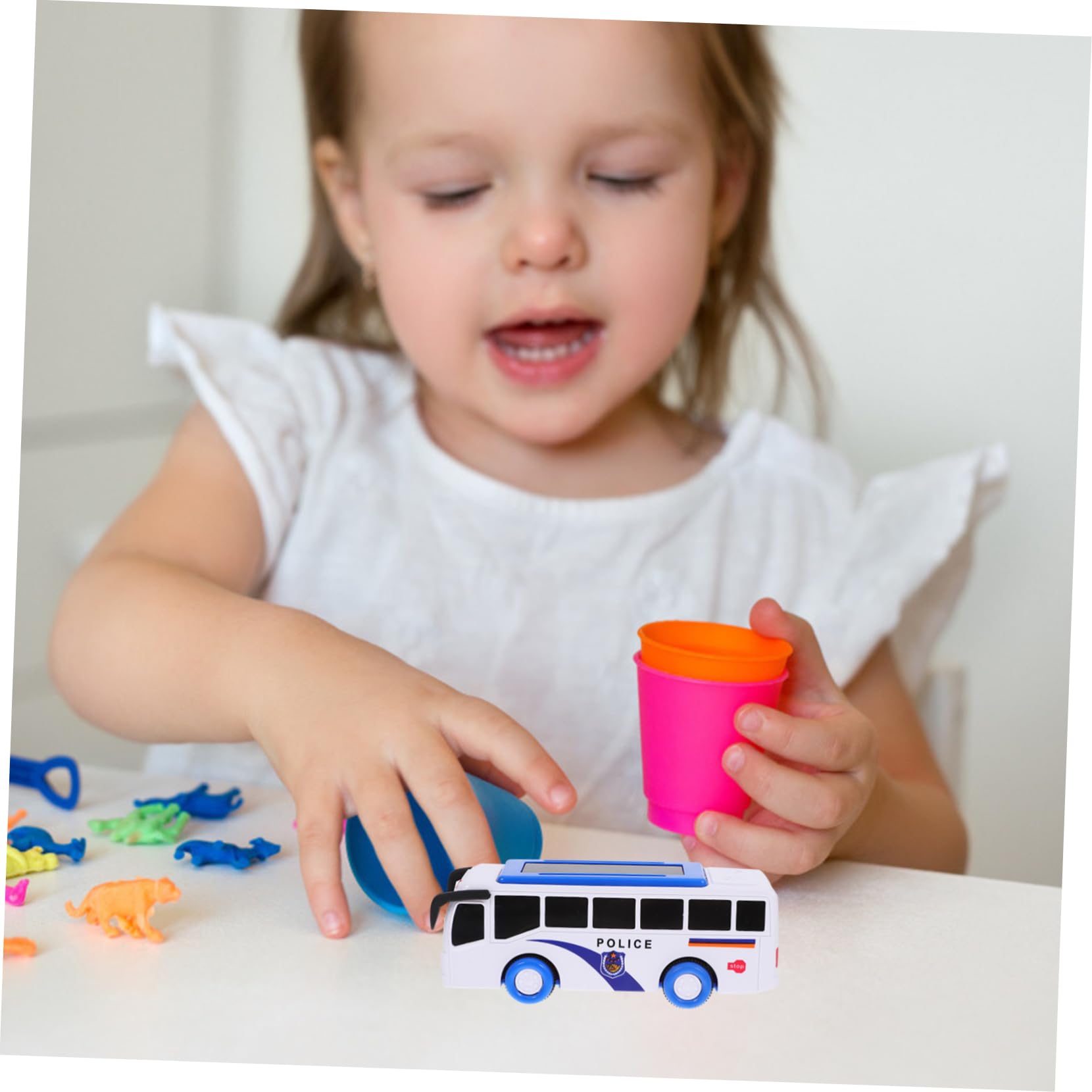 LALADEFIEE Miniature Toy Bus for Kids - ABS Plastic Small Bus Car Toy, Children's Educational Vehicle Model - Perfect for Playtime, Collecting & Pretend Driving Games