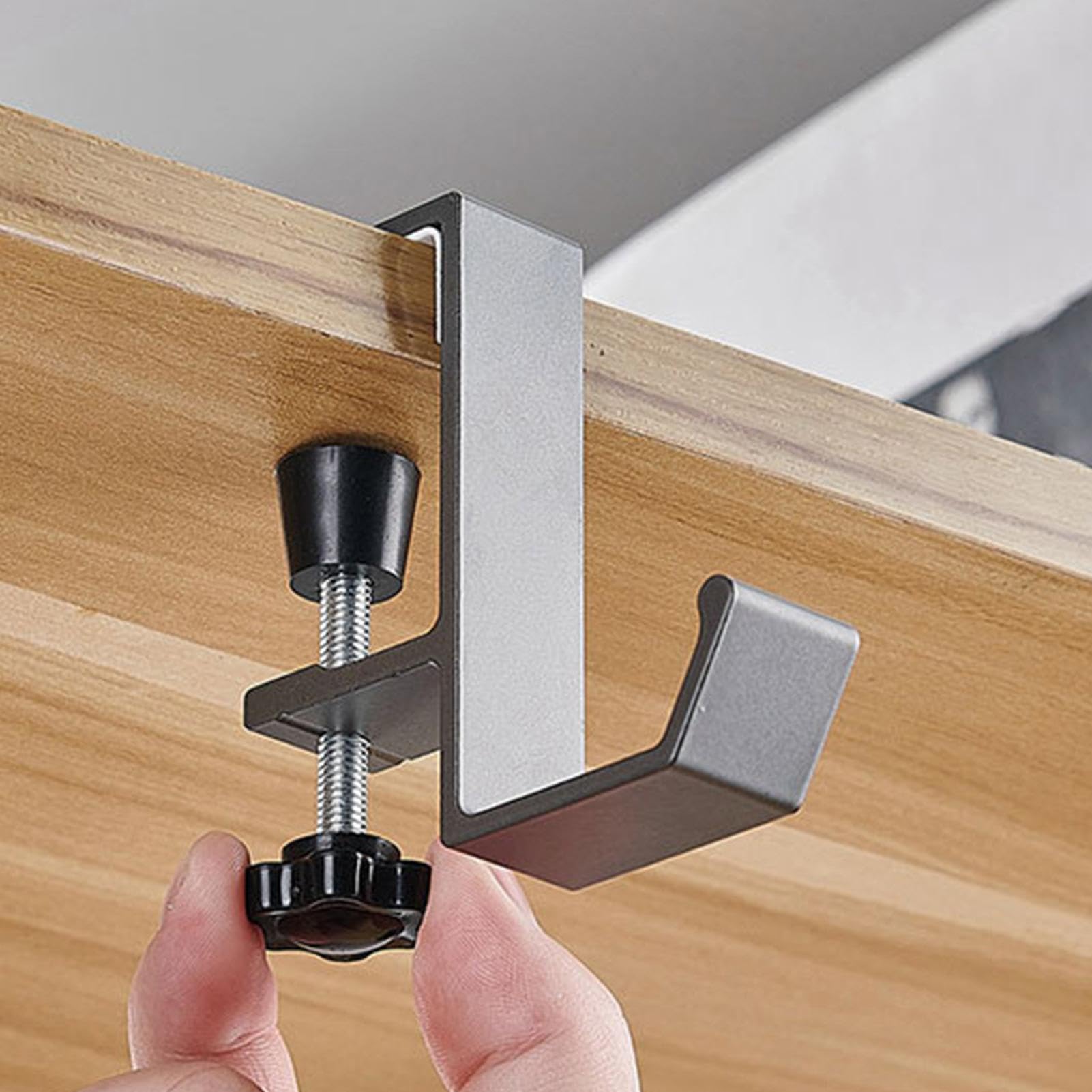 Aluminum Alloy Under Desk Headphone Hook - Heavy Duty Office Hook for Headphones, Bags & Backpacks - Space Saving Desk Organizer for Home & Office Use