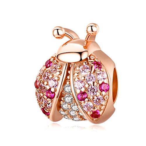 Rose Gold Ladybug Charm Bead