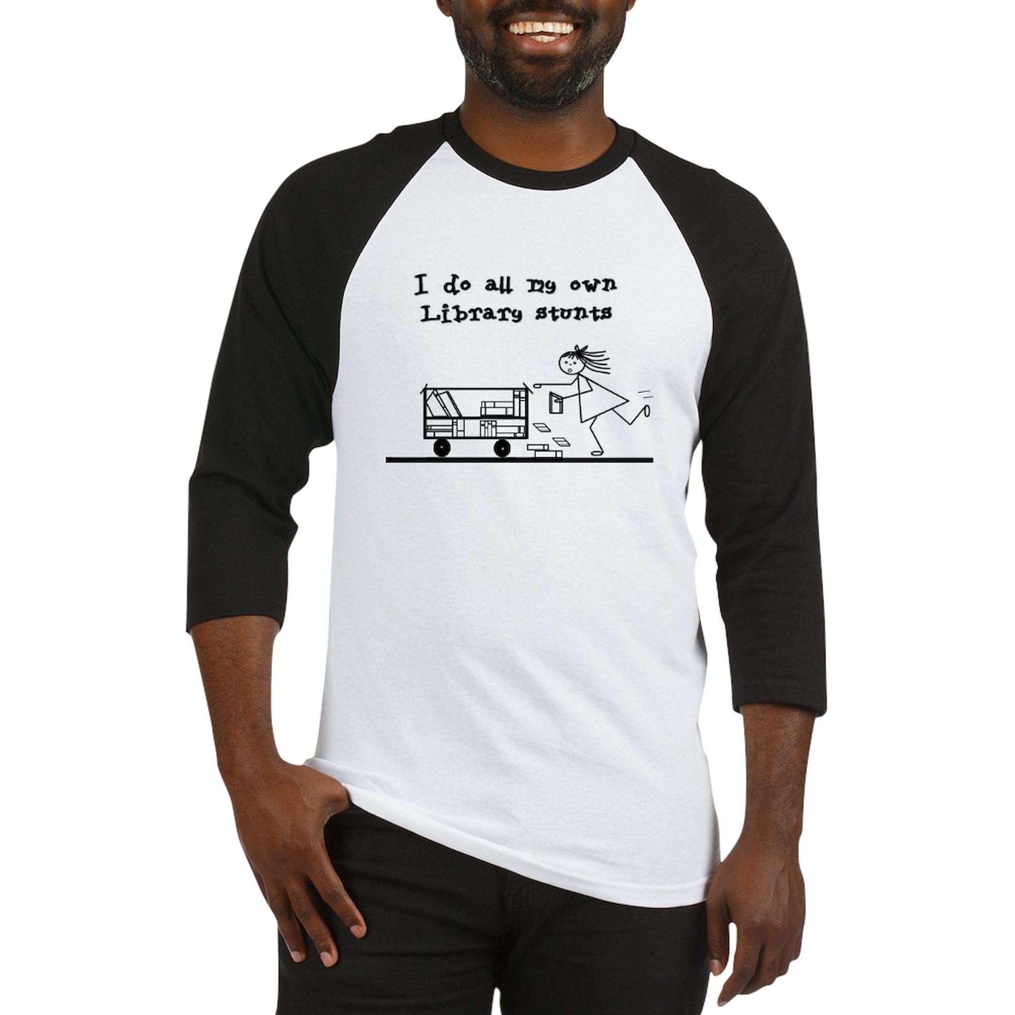 Men's Cotton Baseball Jersey - 3/4 Raglan Sleeve Shirt for Sports & Casual Wear | Library Stunts Design by CafePress | Perfect for Baseball Games, Fan Events & Everyday Outfits