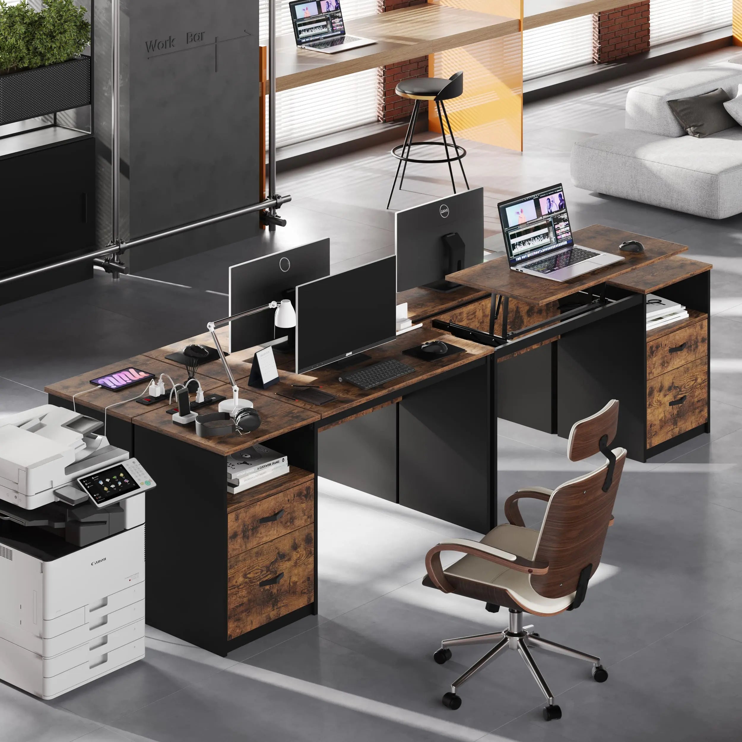 Bestier 60 Inch Home Office Desk with Built-in Power Outlets - Perfect for Remote Work, Gaming & Study Spaces