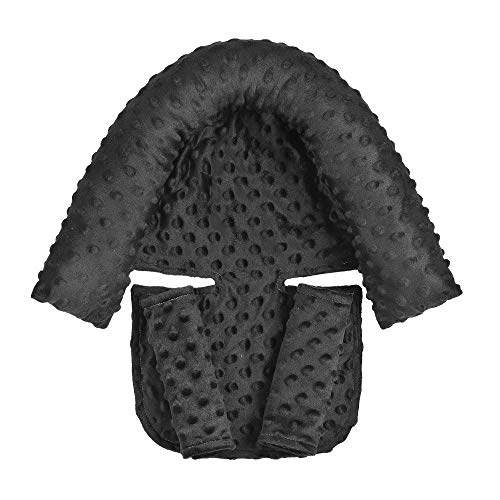 HNHUAMING Soft Minky Car Seat Pad & Strap Covers - Premium Black Cushion for Baby Car Seat Comfort - Perfect for Road Trips, Daily Commutes & Long Drives