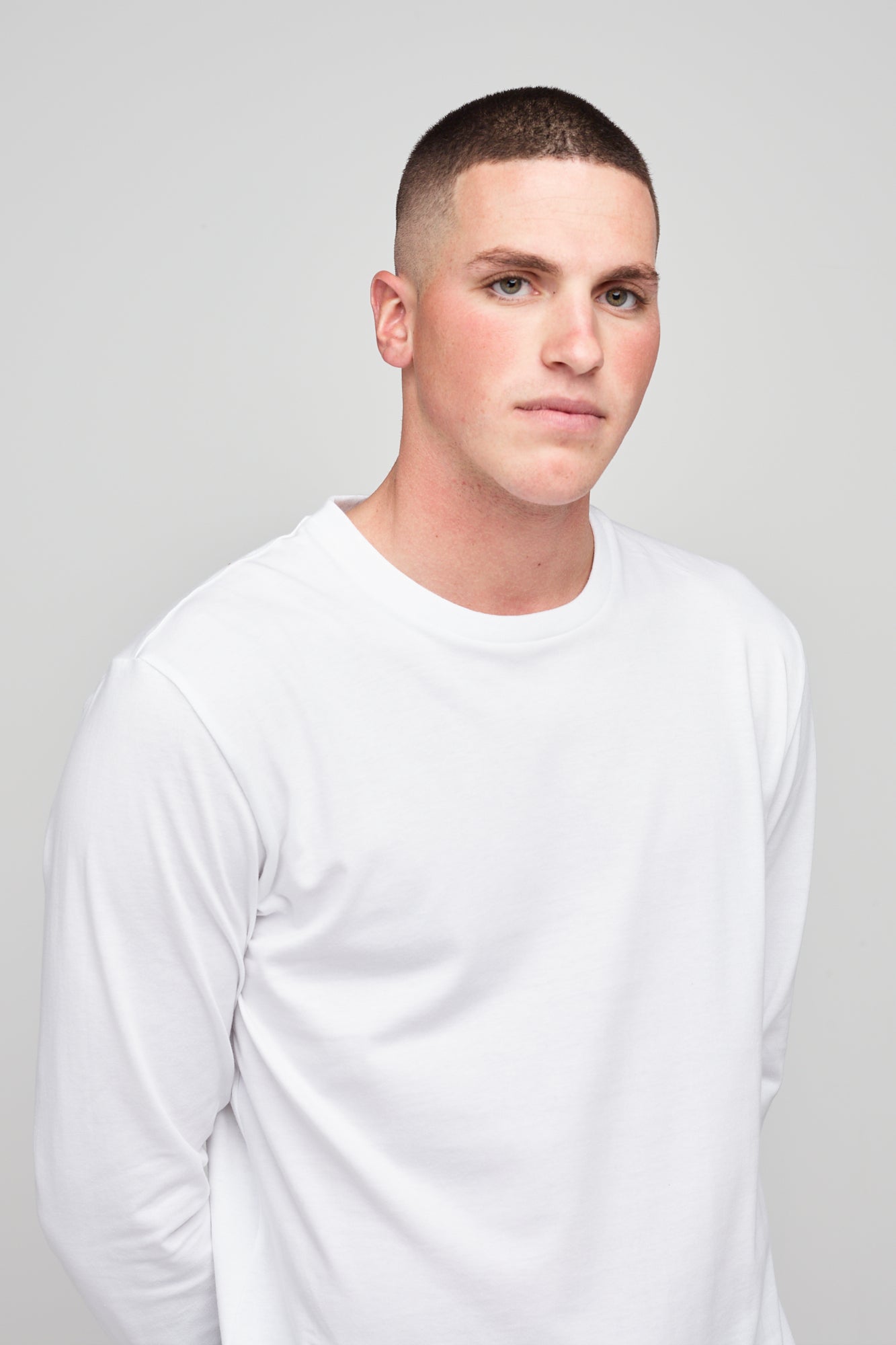 Premium Men's Long Sleeve T-Shirt - Soft Cotton Crew Neck Casual Shirt for Men - White - Perfect for Work, Gym & Everyday Wear