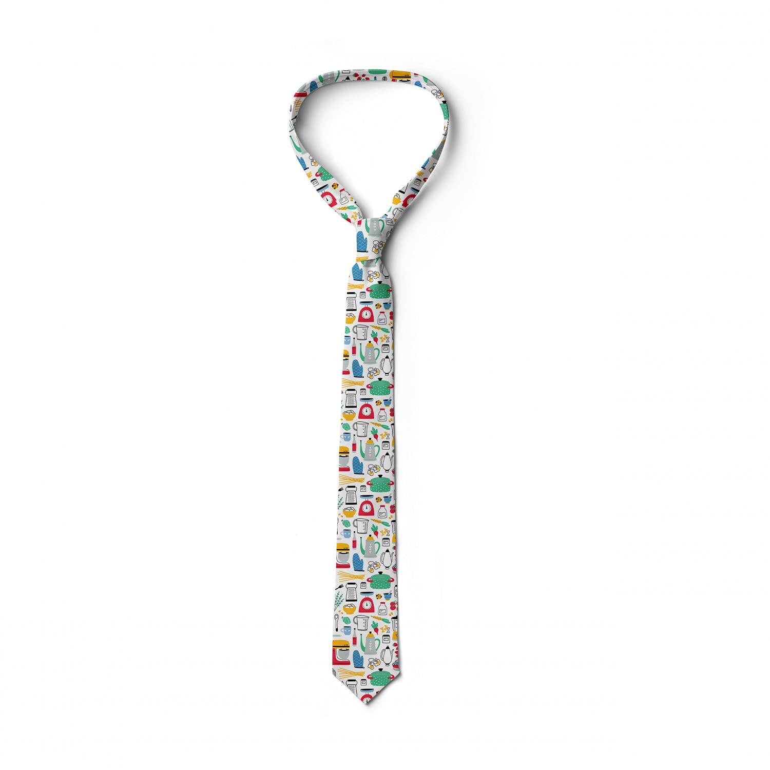Ambesonne Multicolor Kitchen & Food Themed Necktie - 3.7