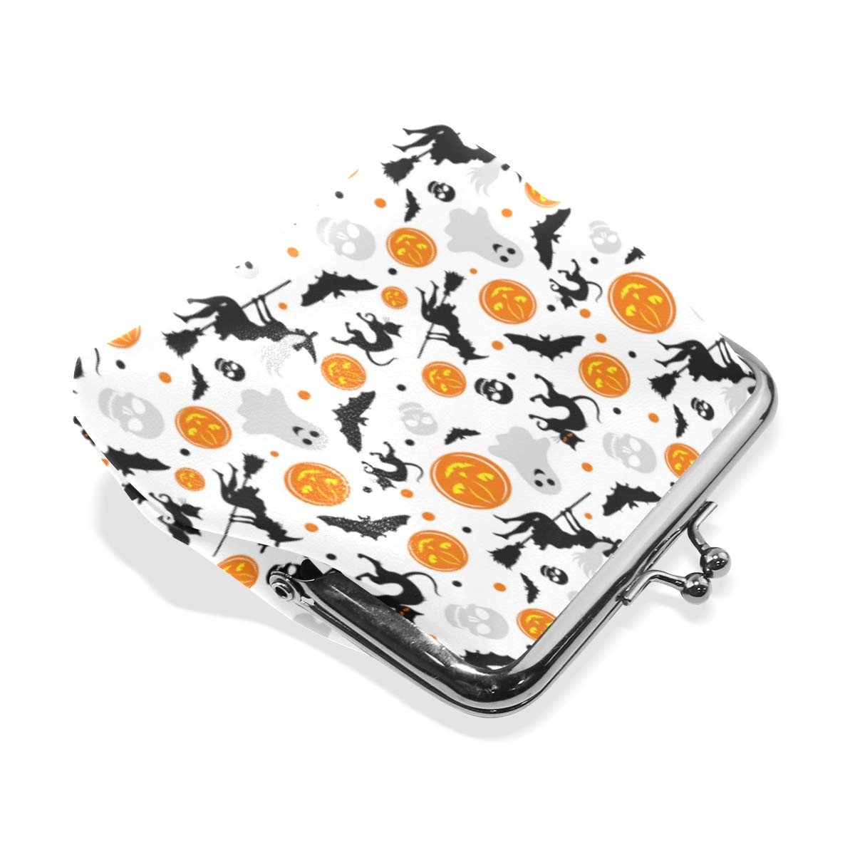 Halloween Witch Pumpkin Bat Ghost Black Cat Cute Coin Purse for Women - Retro Money Pouch with Kiss-lock Buckle, Small Wallet for Cards & Change - Perfect for Trick-or-Treating, Costume Parties & Spooky Gift Giving